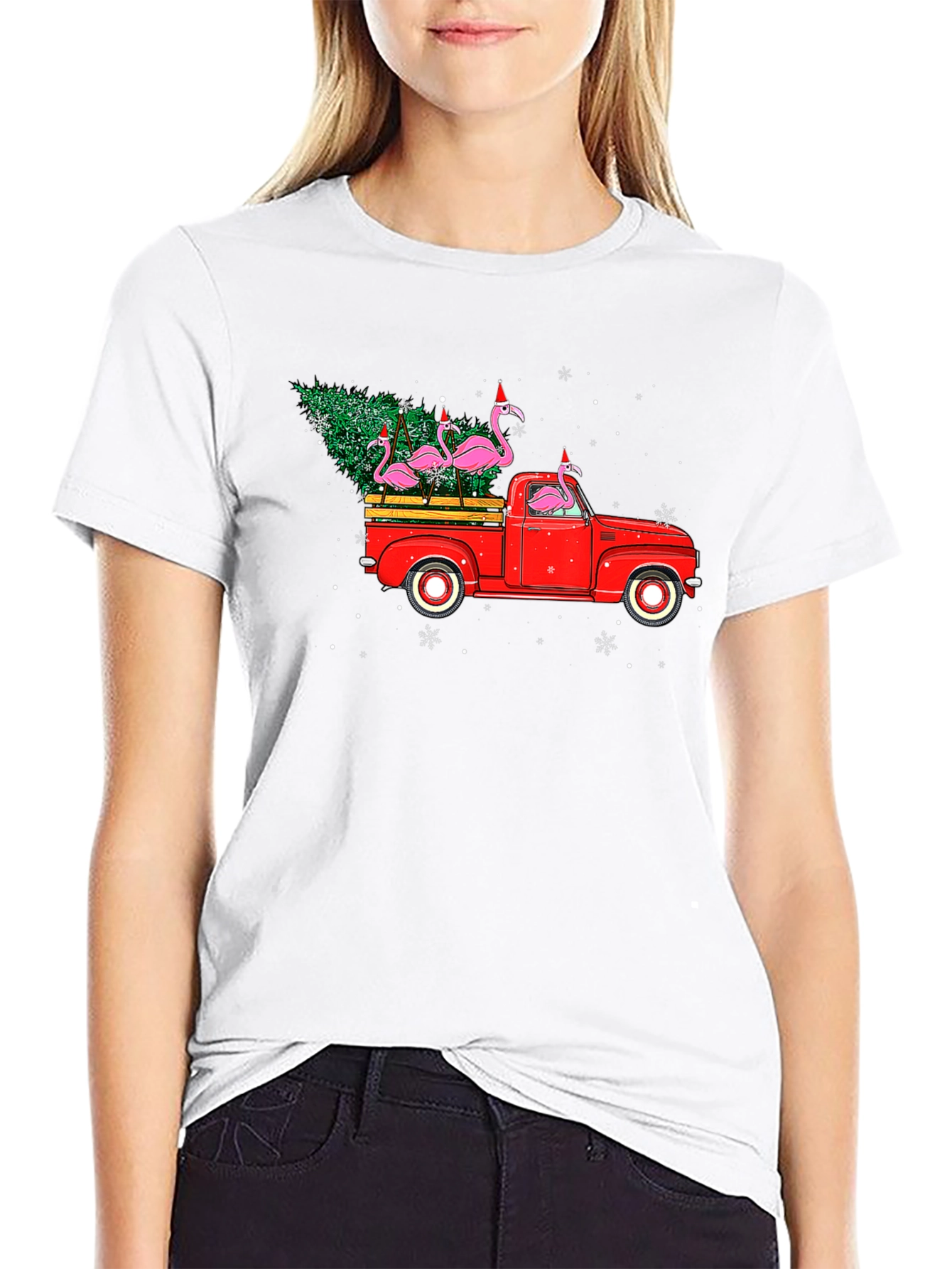 Flamingo Christmas Truck T-Shirt