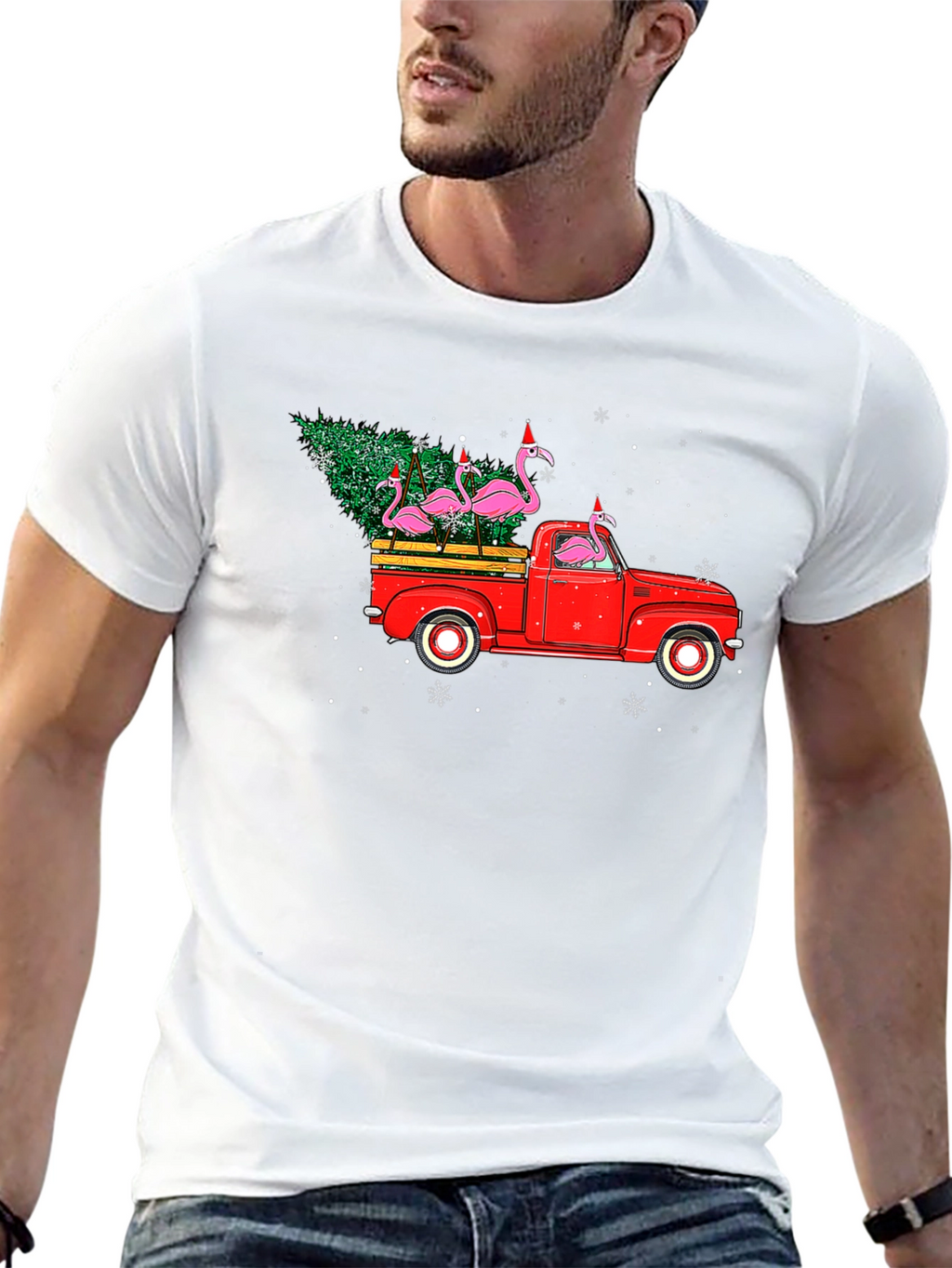 Flamingo Christmas Truck T-Shirt