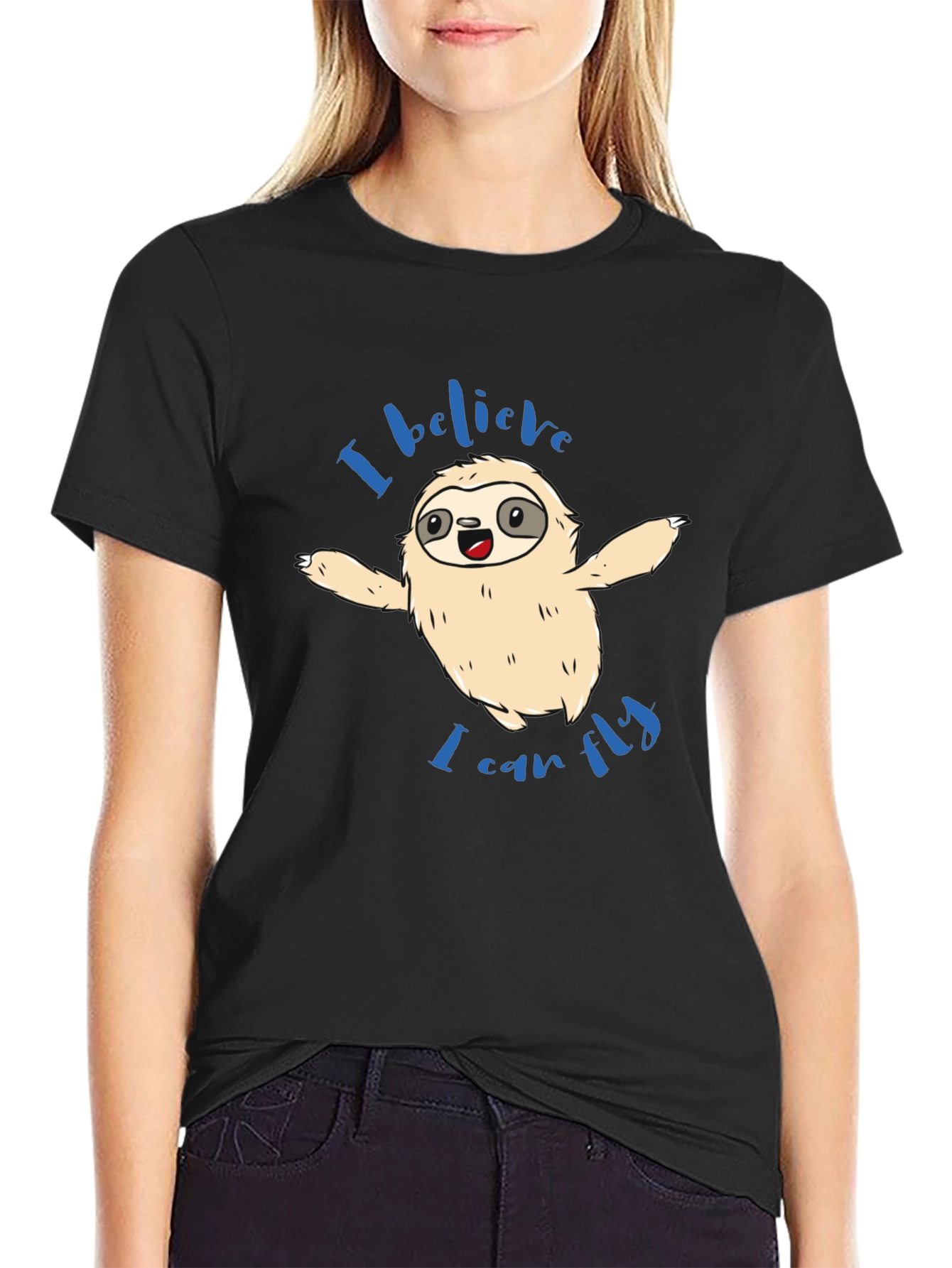 Sloth I Believe I Can Fly Graphic T-Shirt