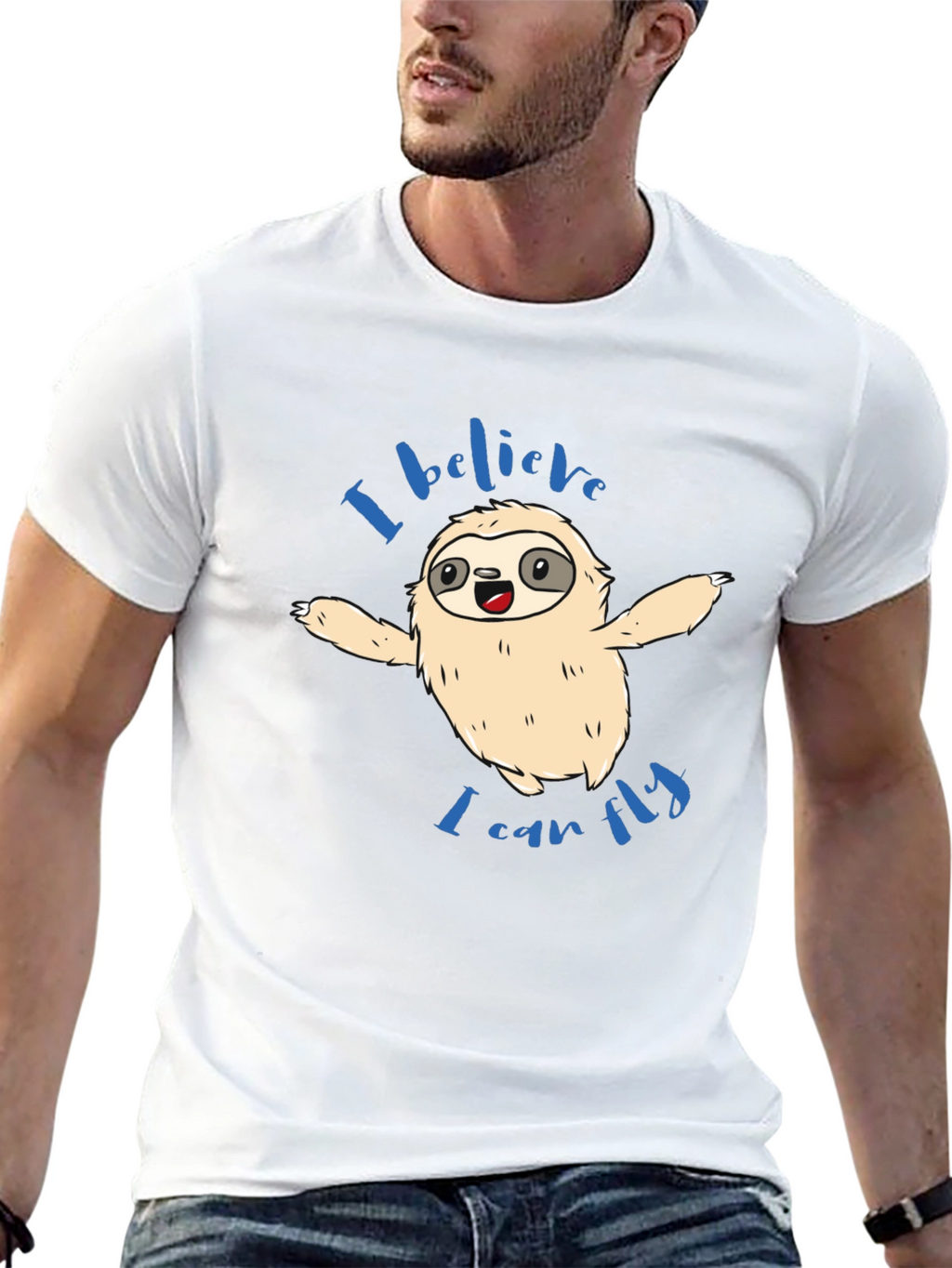 Sloth I Believe I Can Fly Graphic T-Shirt