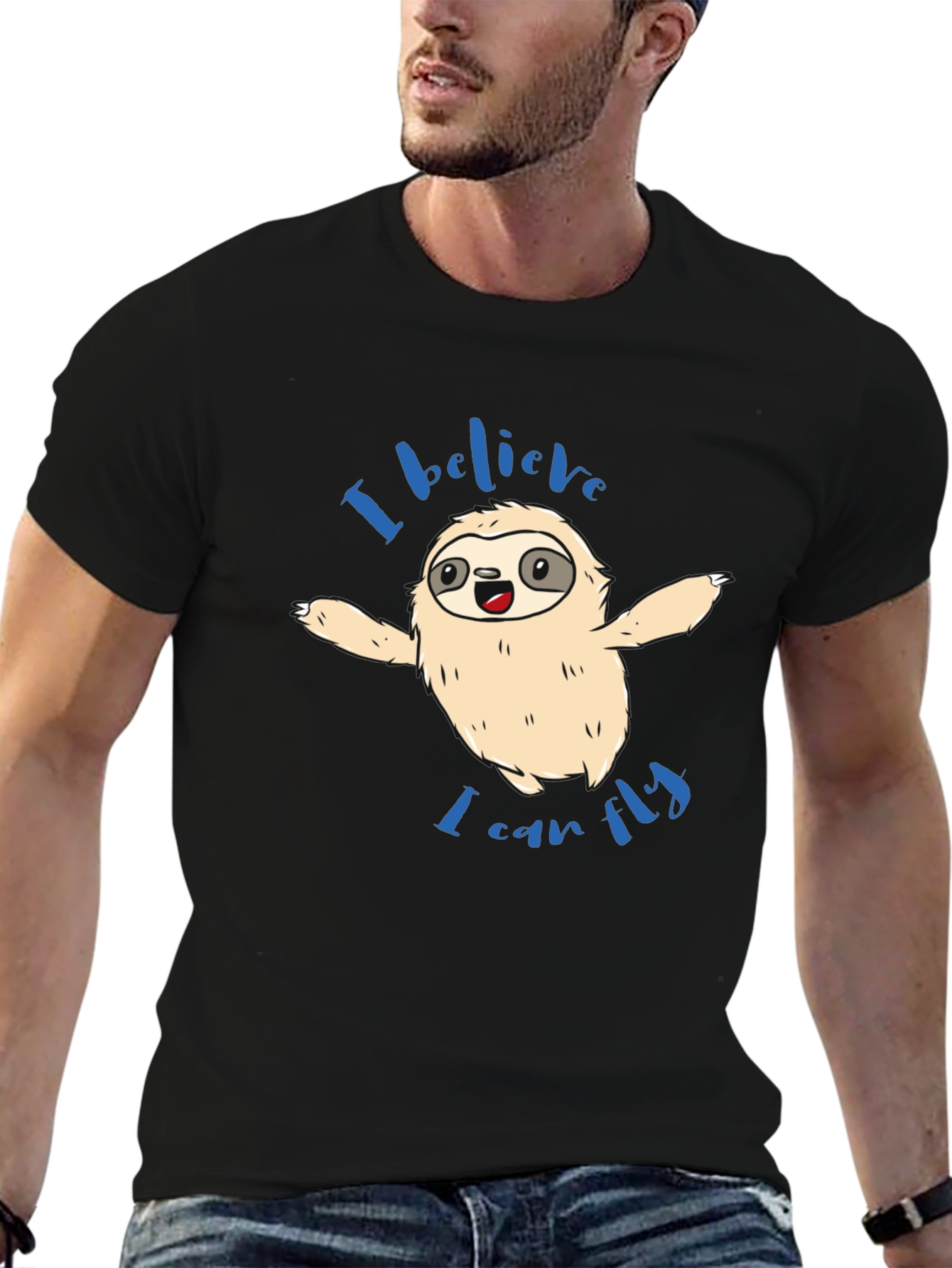 Sloth I Believe I Can Fly Graphic T-Shirt