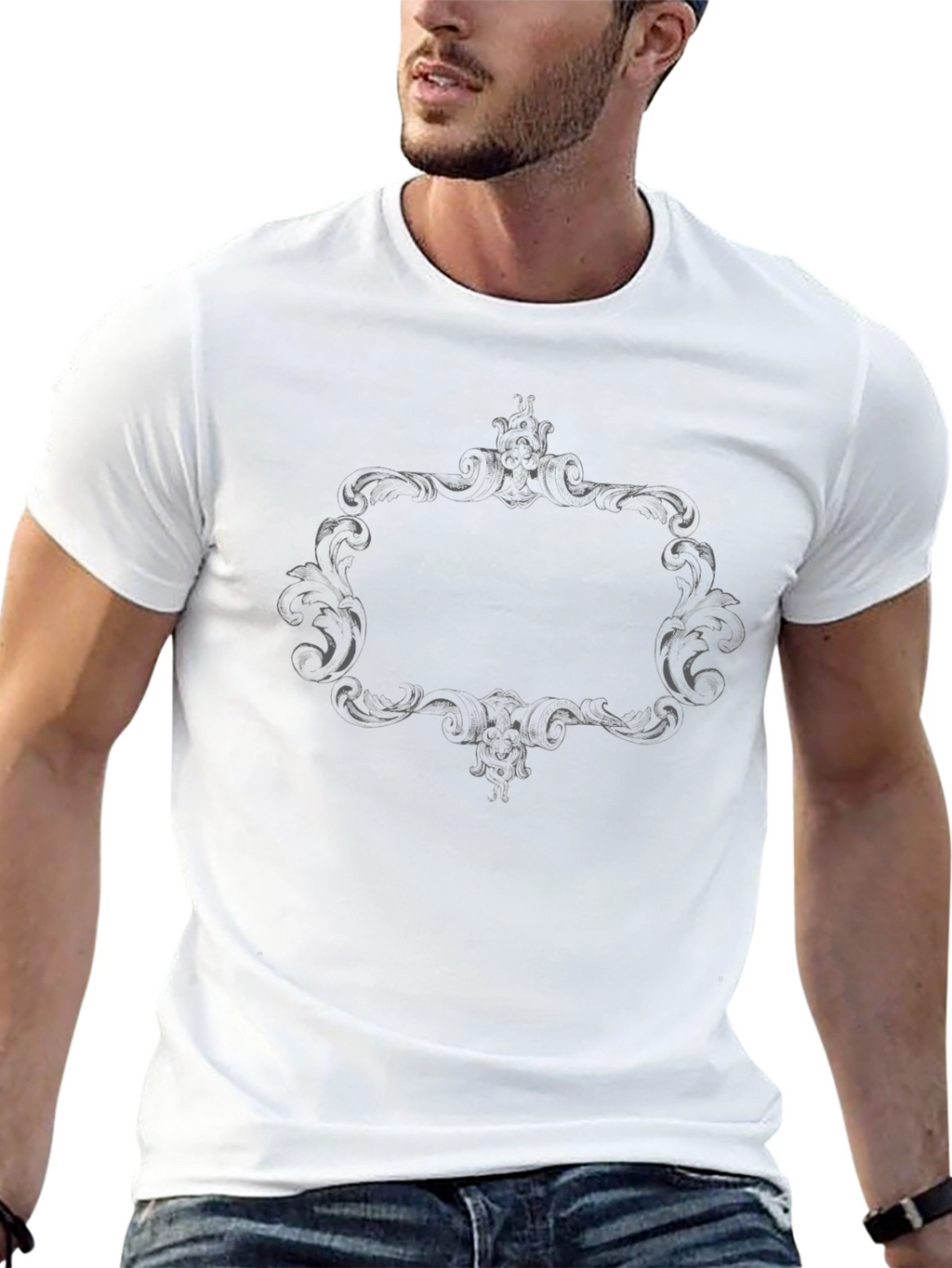 Ornate Frame Graphic T-Shirt - Classic Black