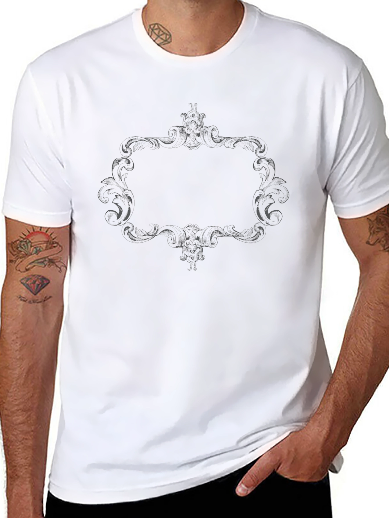 Ornate Frame Graphic T-Shirt - Classic Black