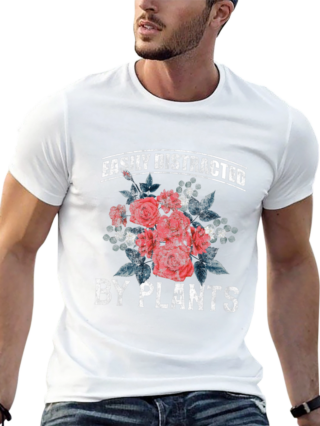 Easily Distracted by Plants Black T-Shirt