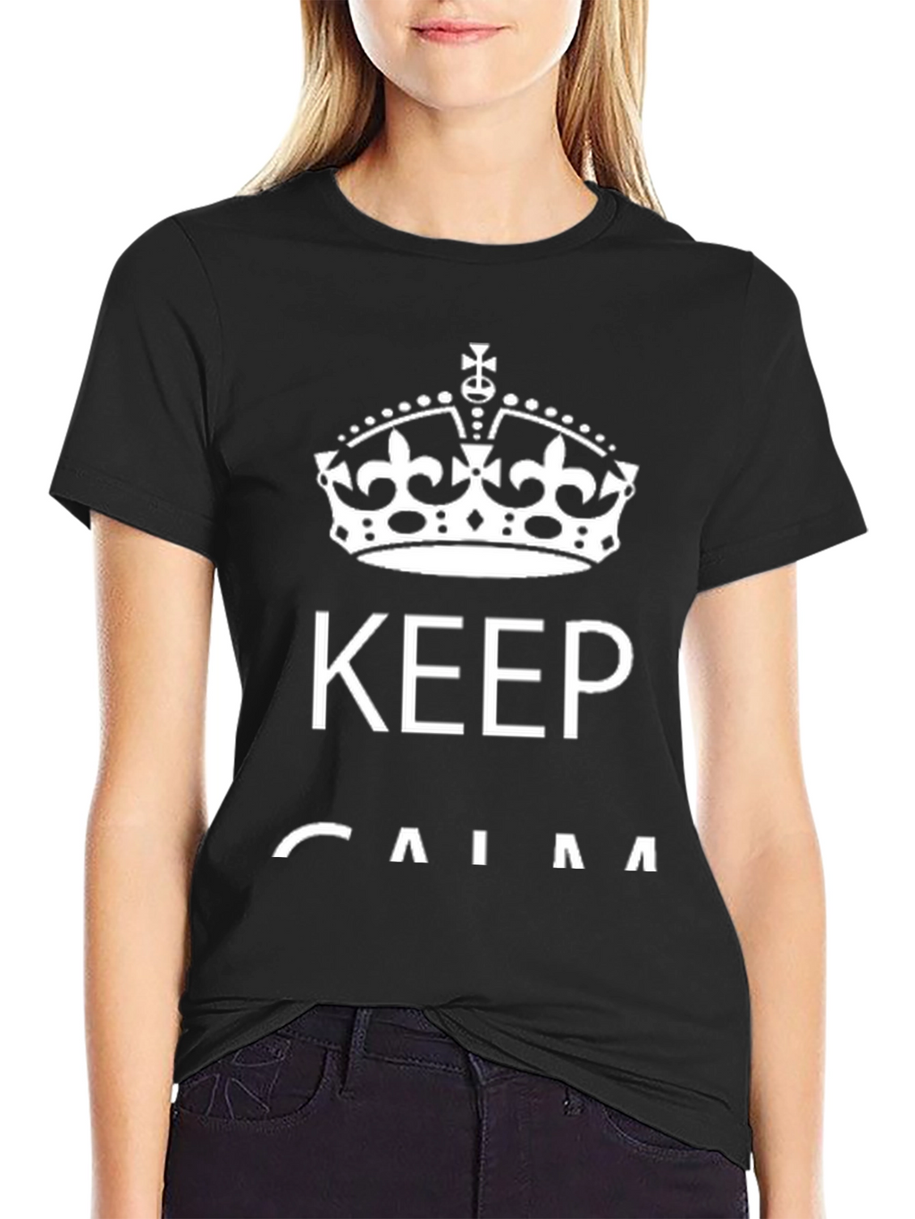 Keep Calm Graphic Print Black T-Shirt