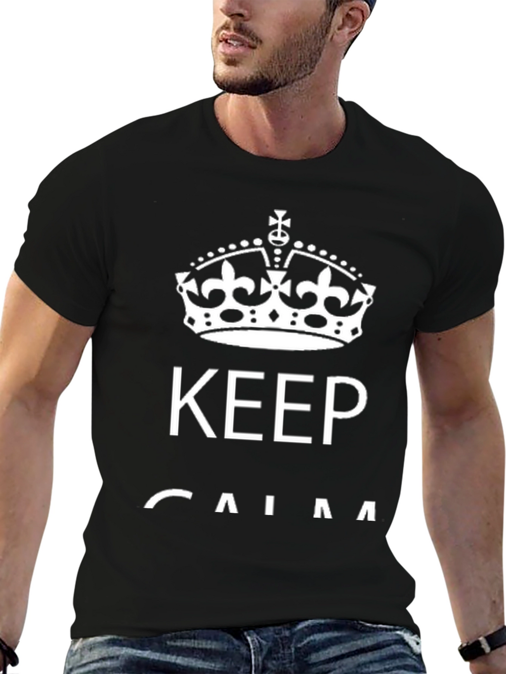 Keep Calm Graphic Print Black T-Shirt