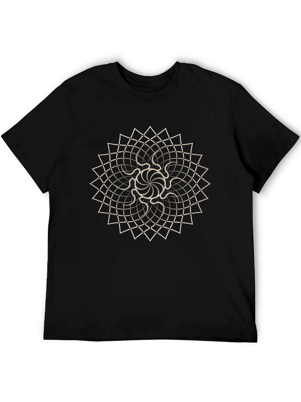 Geometric Mandala Graphic Tee - Black