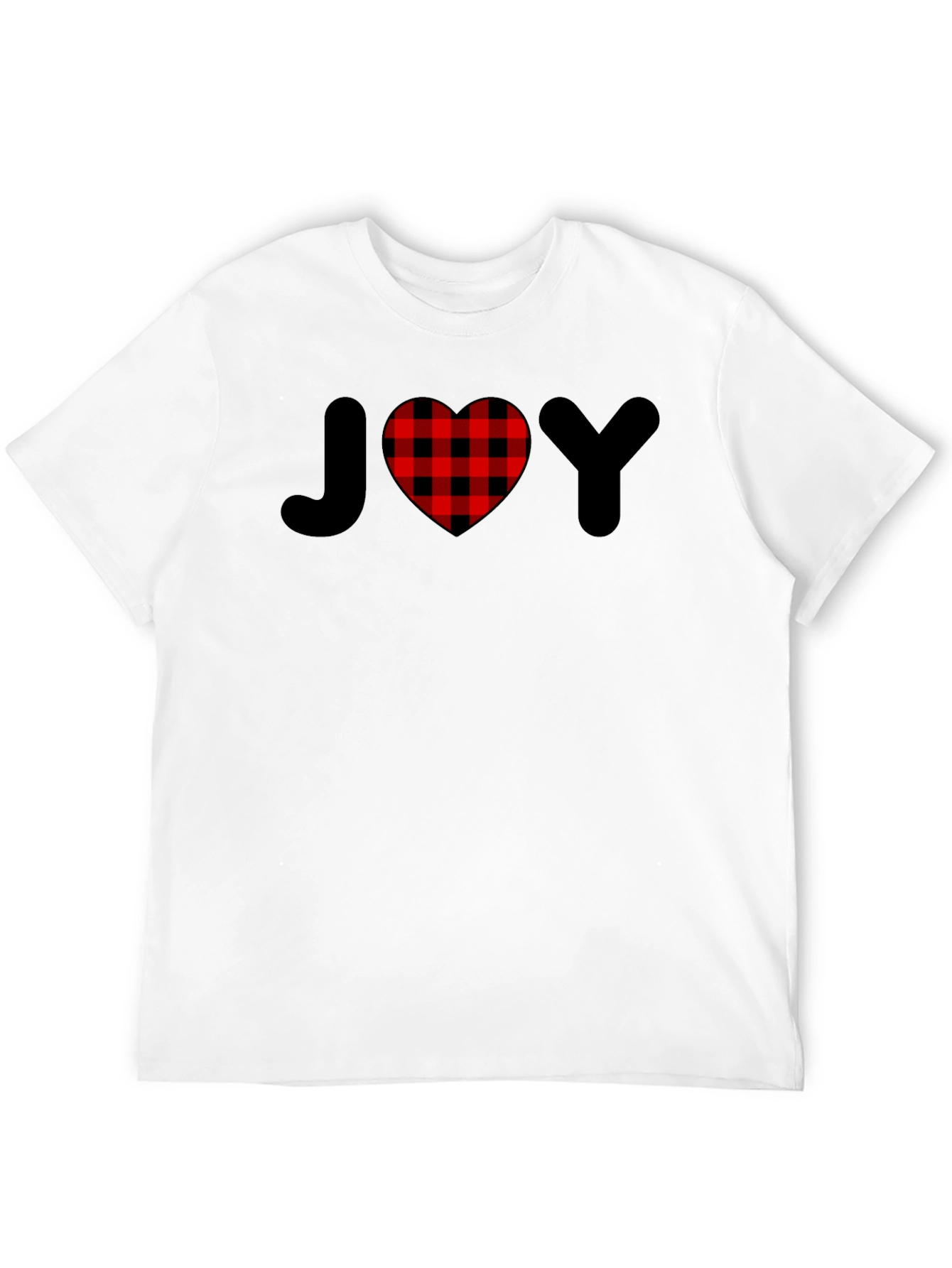 JOY Buffalo Plaid Heart Black T-Shirt