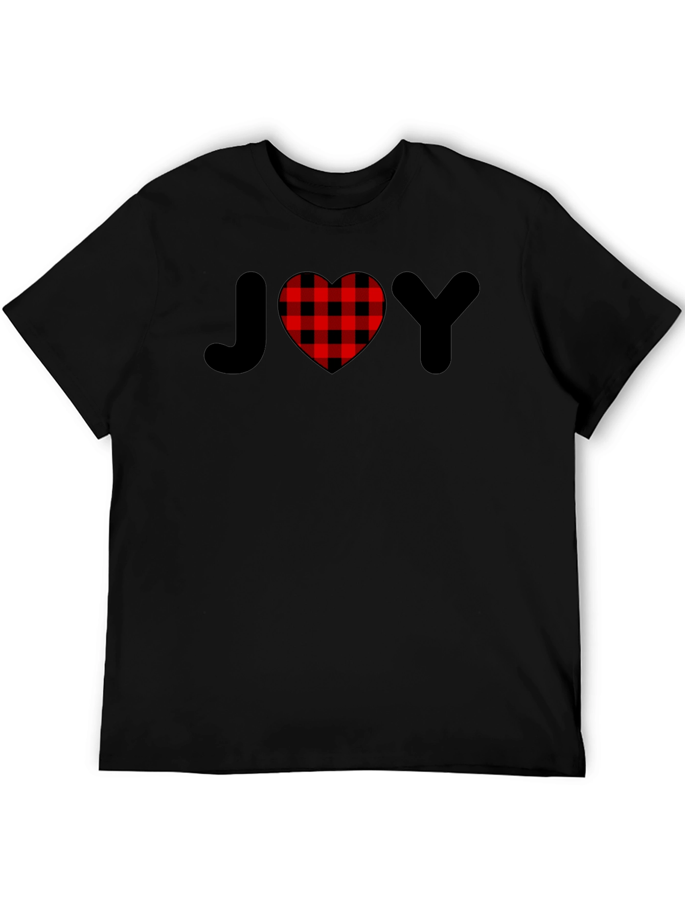 JOY Buffalo Plaid Heart Black T-Shirt