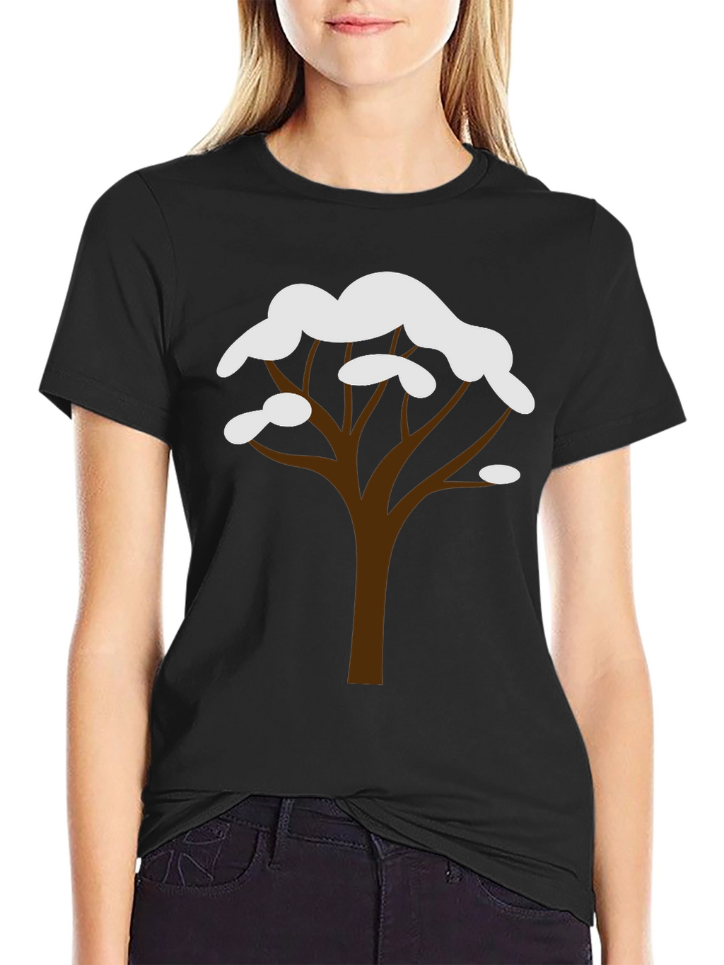 Winter Tree Graphic Tee - Black Cotton Blend