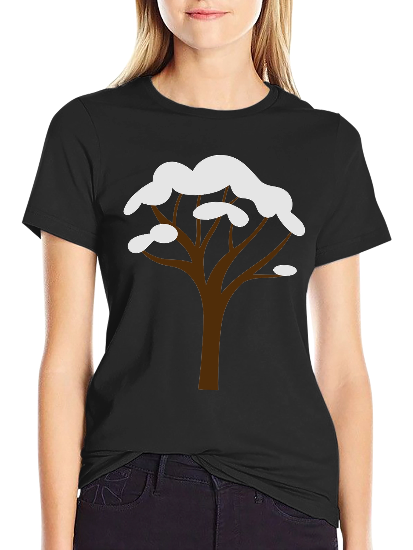Winter Tree Graphic Tee - Black Cotton Blend