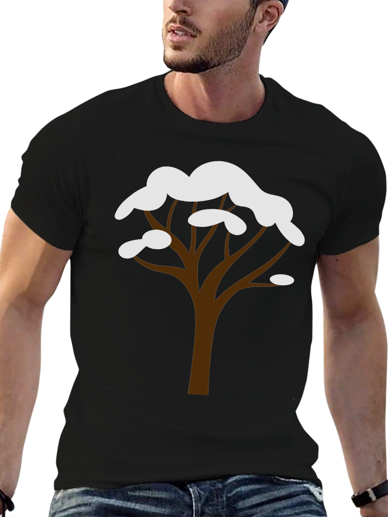 Winter Tree Graphic Tee - Black Cotton Blend