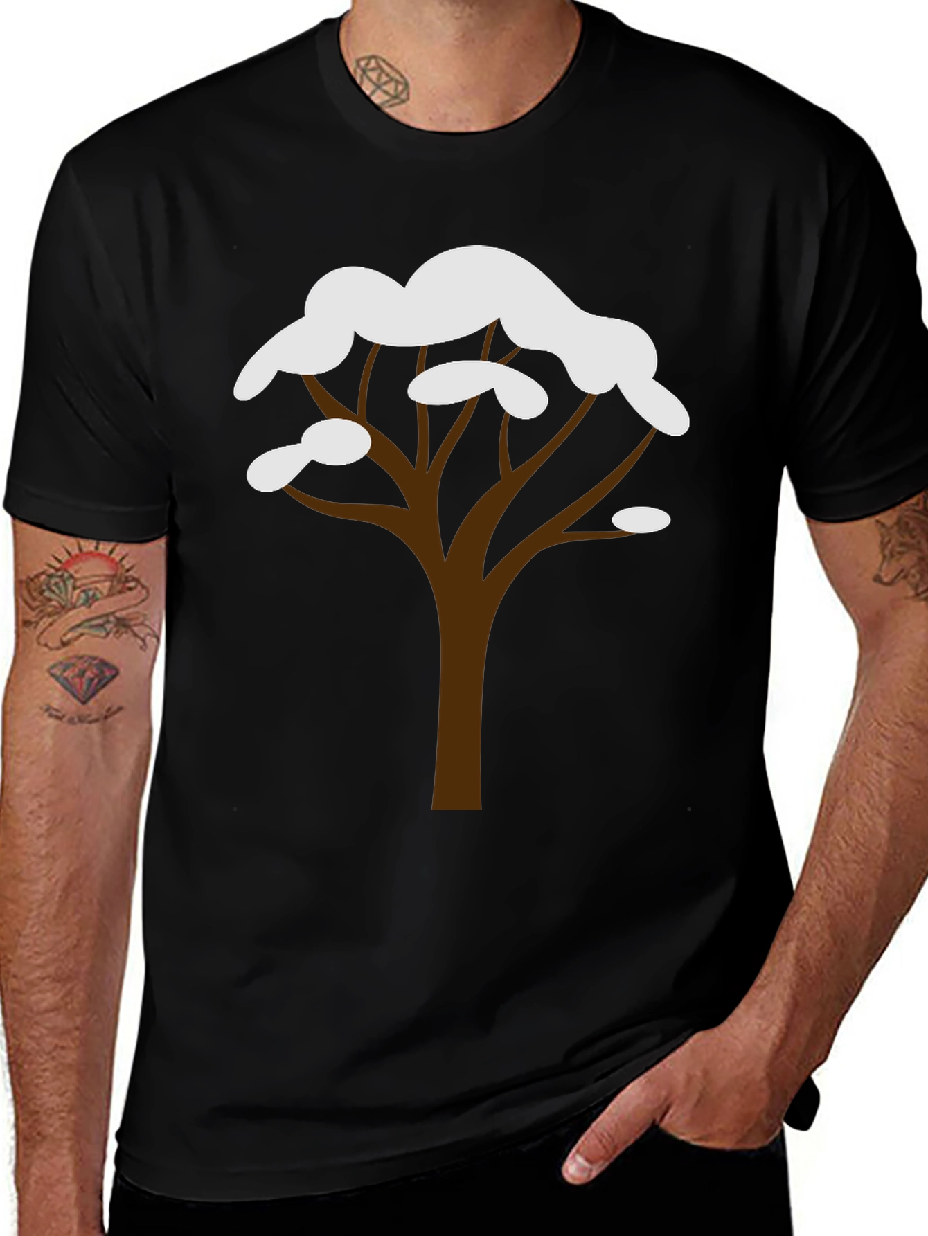 Winter Tree Graphic Tee - Black Cotton Blend