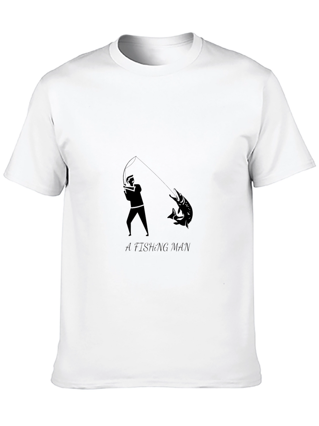 Mens Fishing Man Graphic Print Black T-Shirt