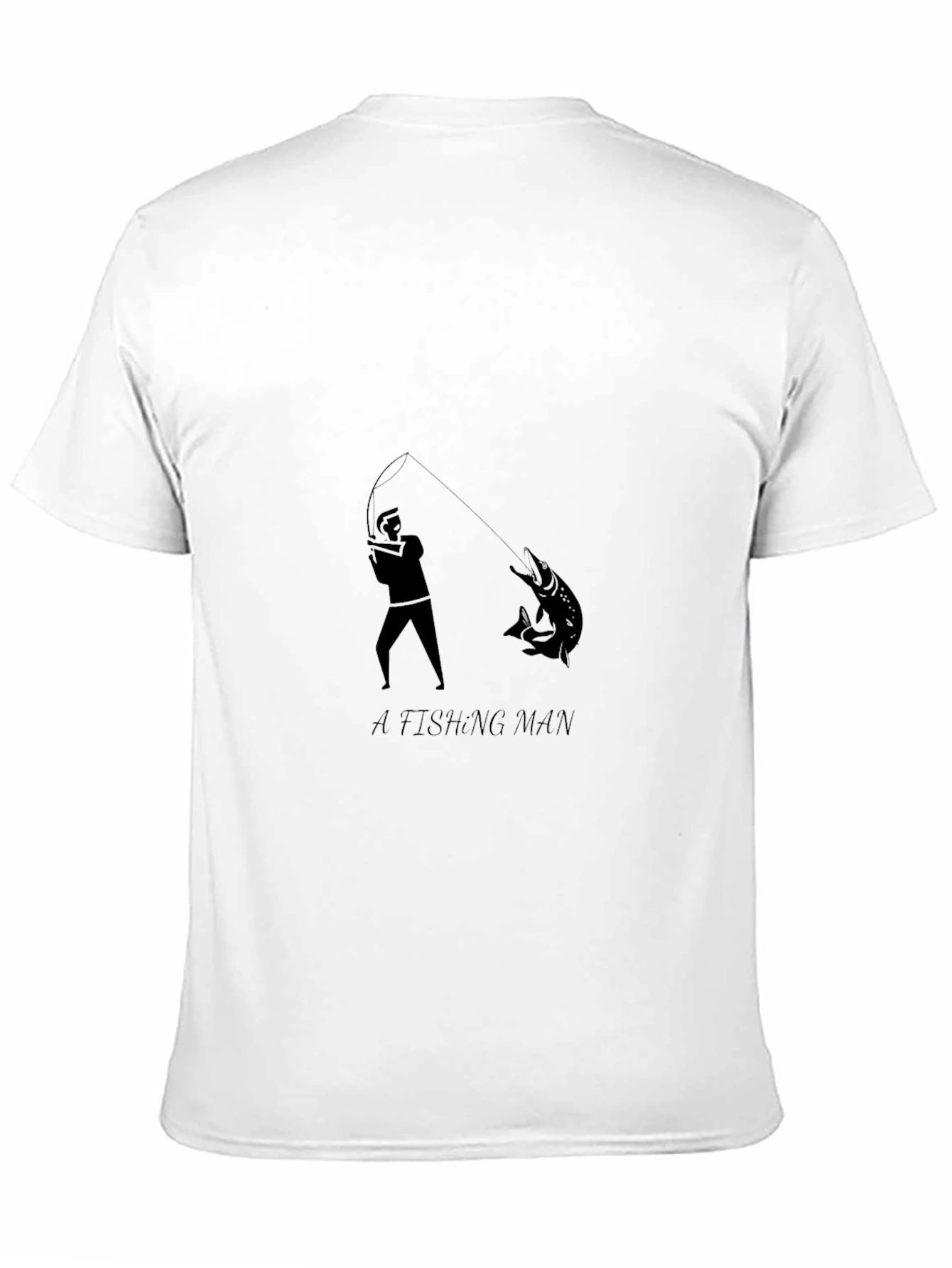 Mens Fishing Man Graphic Print Black T-Shirt