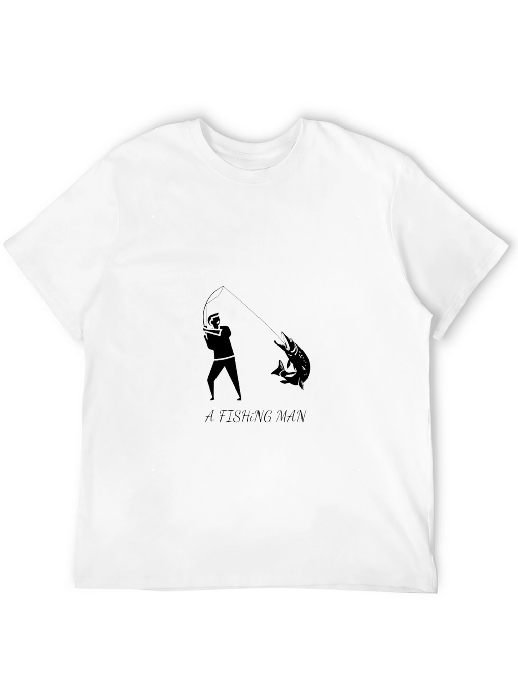 Mens Fishing Man Graphic Print Black T-Shirt