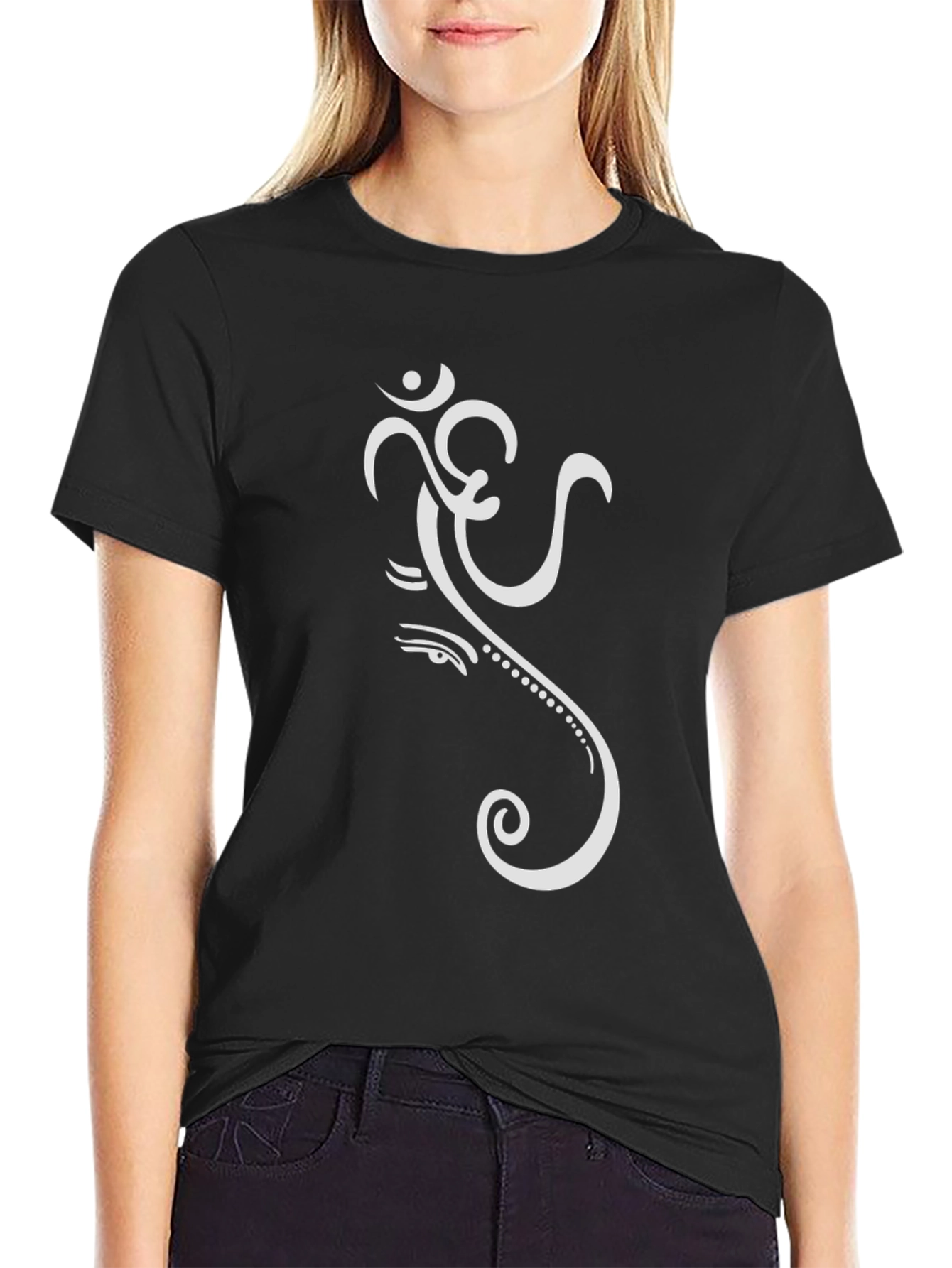 Om Ganesha Graphic Tee - Black Cotton T-Shirt