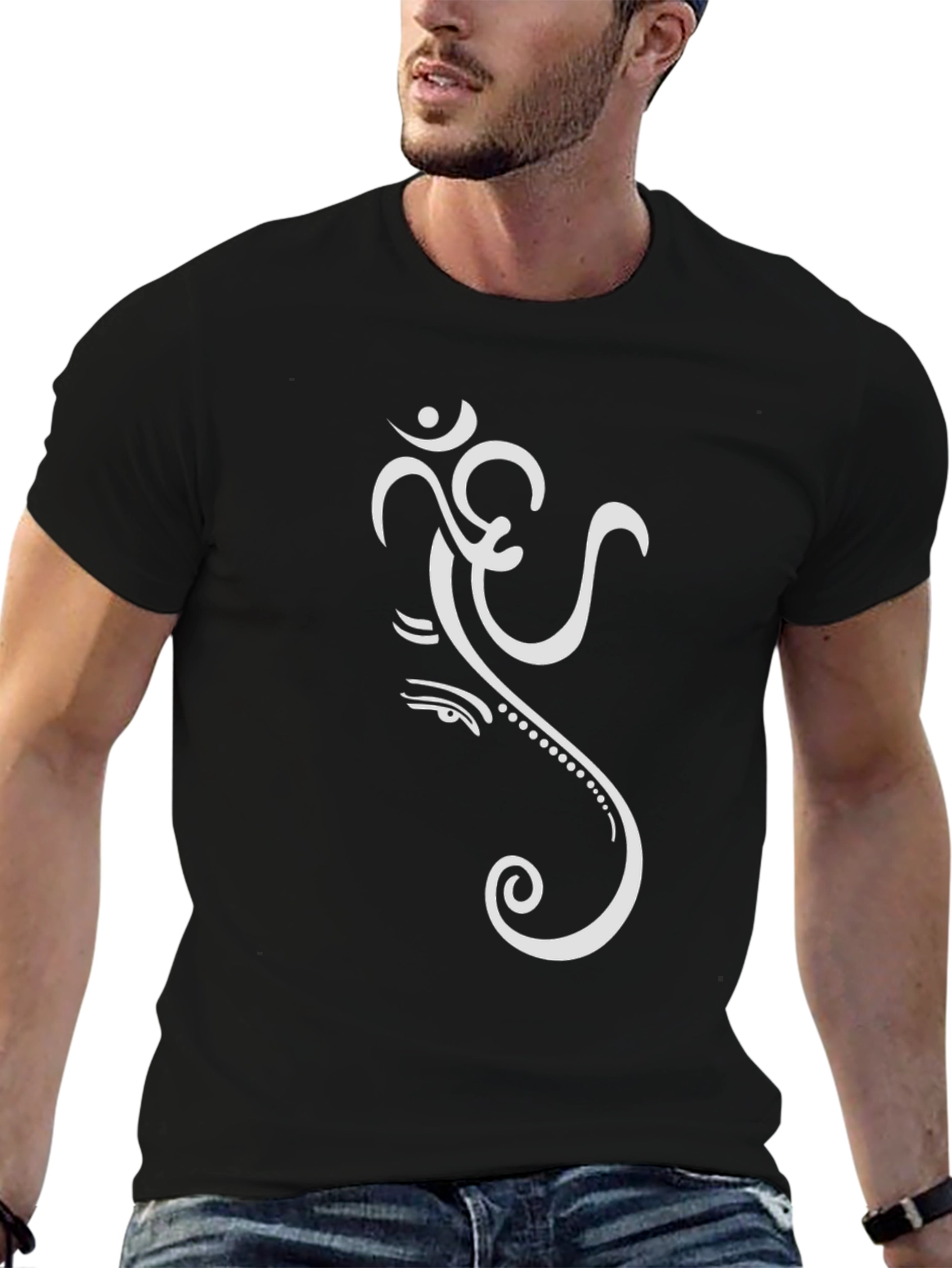 Om Ganesha Graphic Tee - Black Cotton T-Shirt