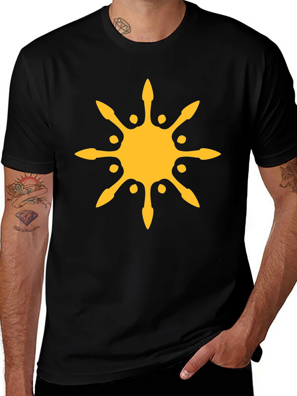 Sunburst Graphic Tee - Black Cotton Blend T-Shirt