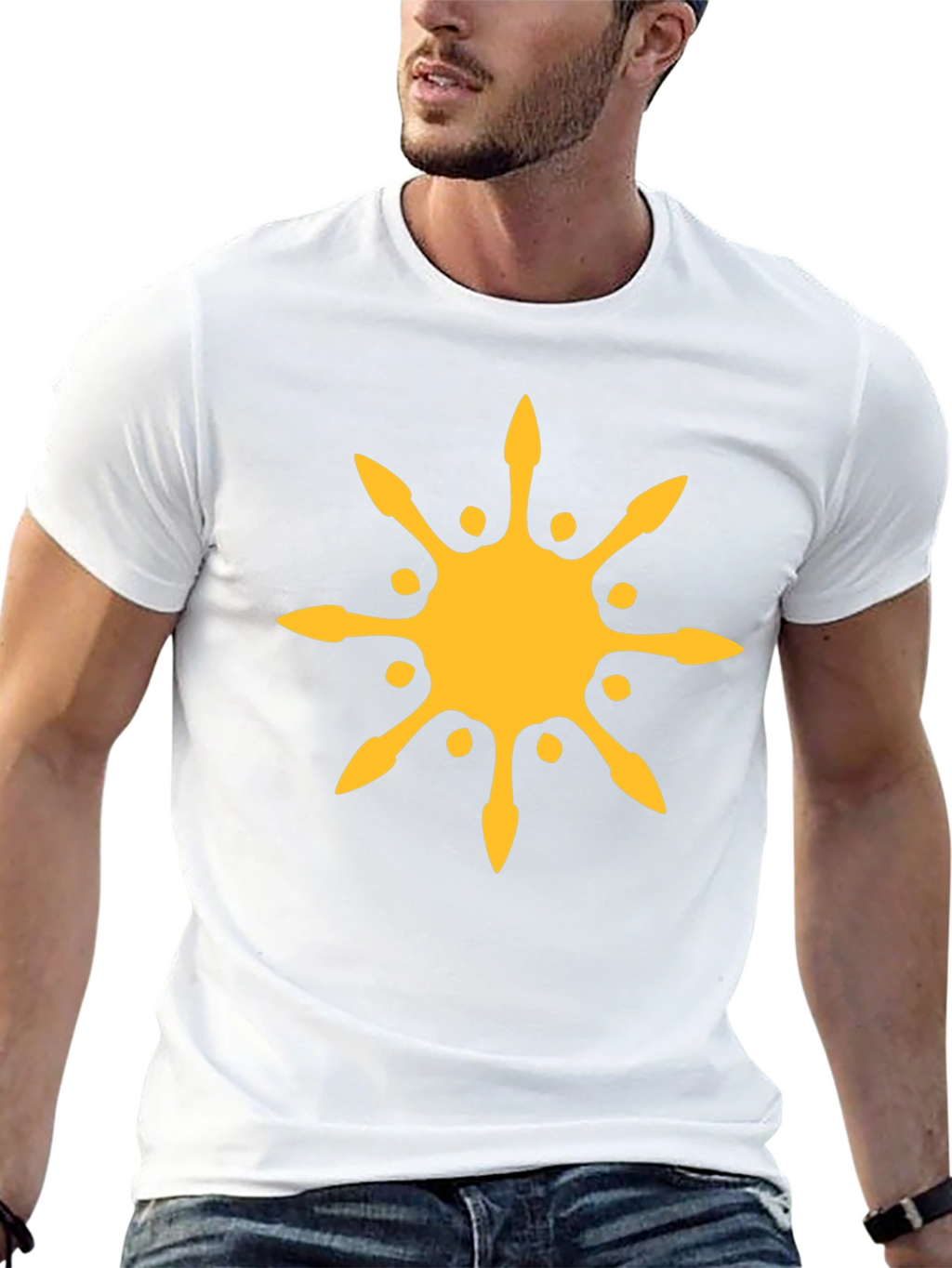 Sunburst Graphic Tee - Black Cotton Blend T-Shirt