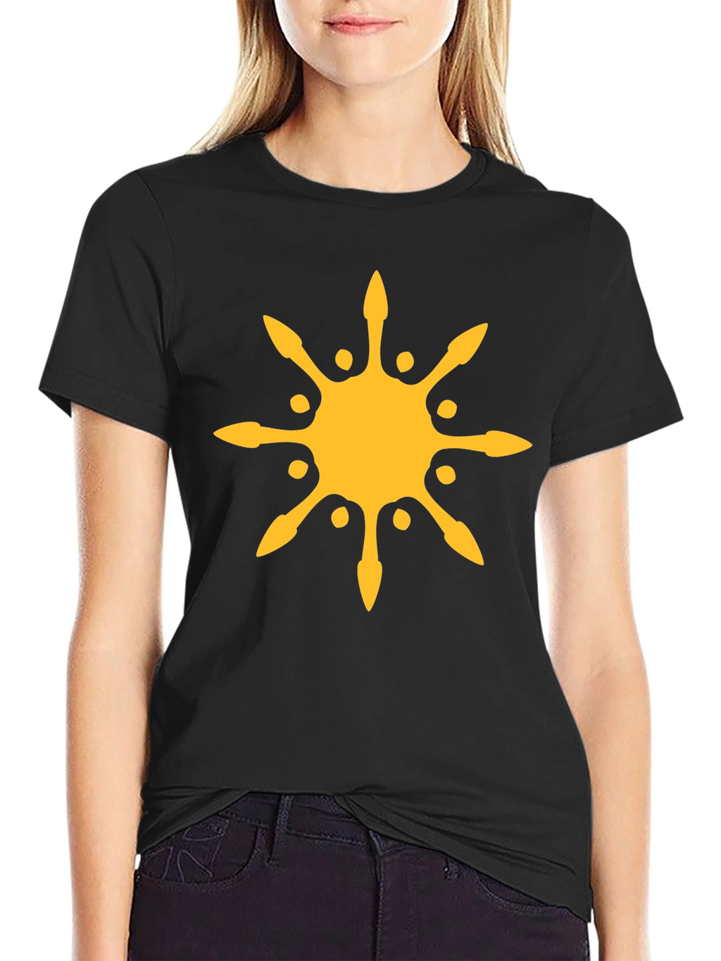 Sunburst Graphic Tee - Black Cotton Blend T-Shirt