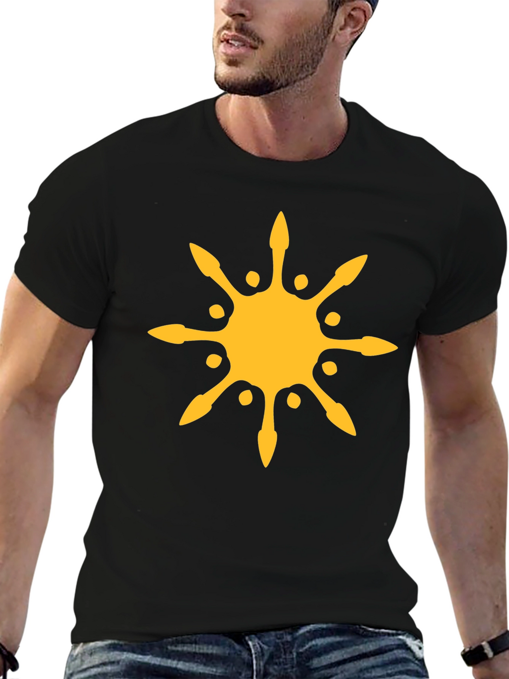 Sunburst Graphic Tee - Black Cotton Blend T-Shirt