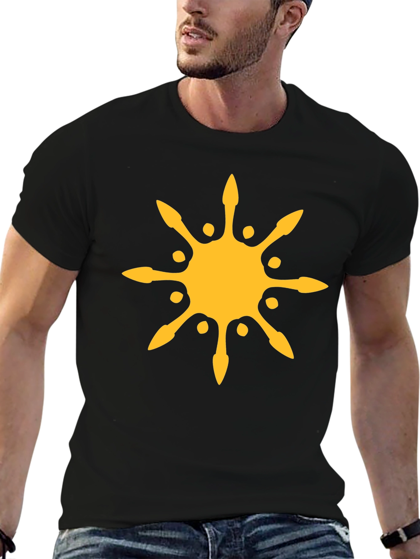 Sunburst Graphic Tee - Black Cotton Blend T-Shirt