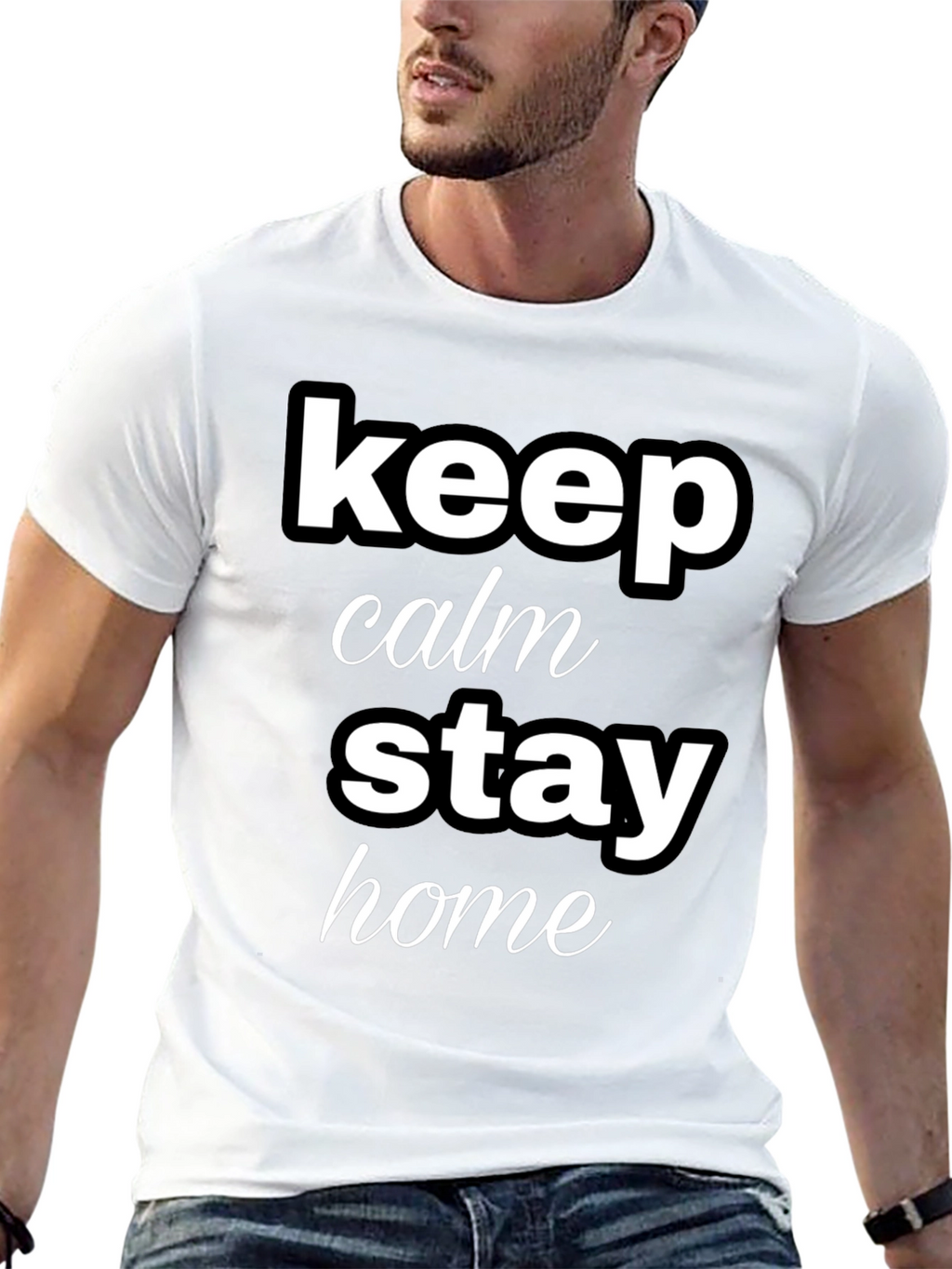 Keep Calm Stay Home Graphic T-Shirt