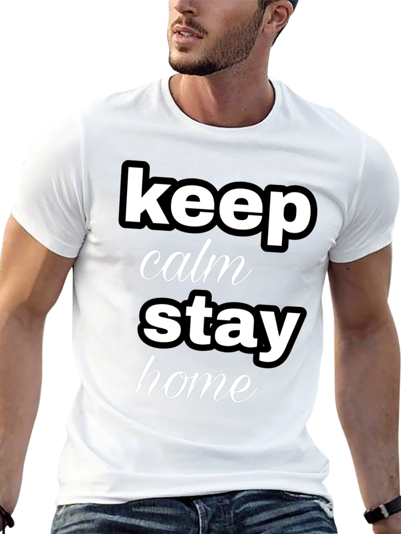 Keep Calm Stay Home Graphic T-Shirt