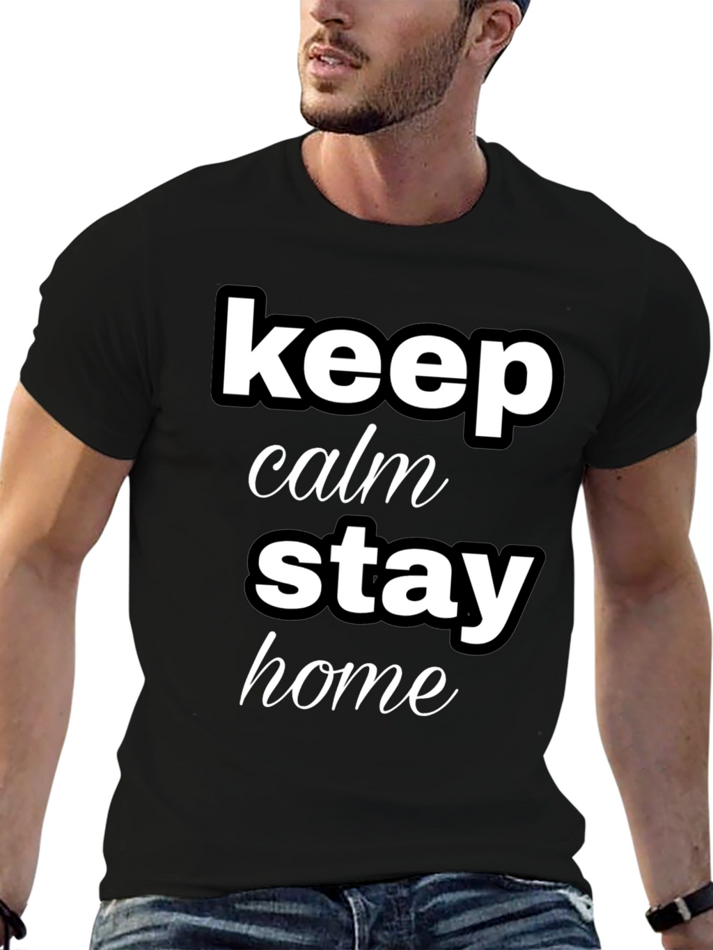 Keep Calm Stay Home Graphic T-Shirt
