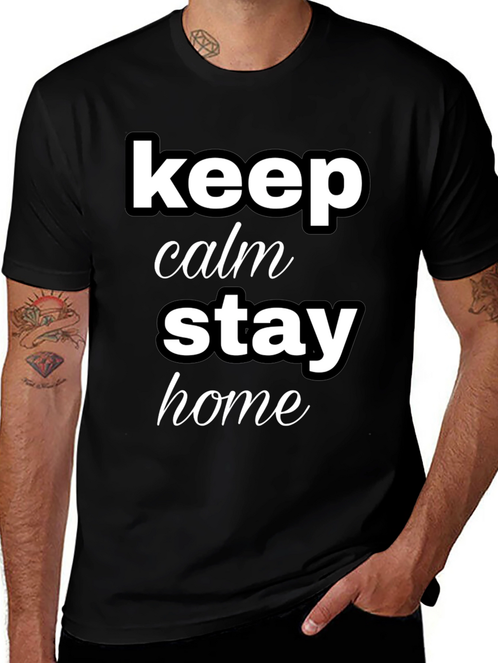 Keep Calm Stay Home Graphic T-Shirt