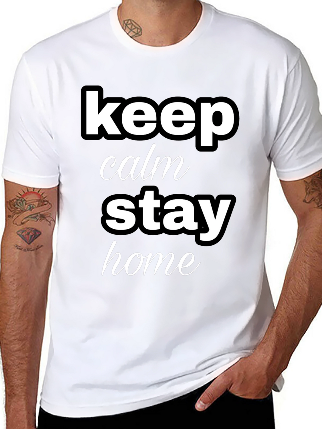 Keep Calm Stay Home Graphic T-Shirt