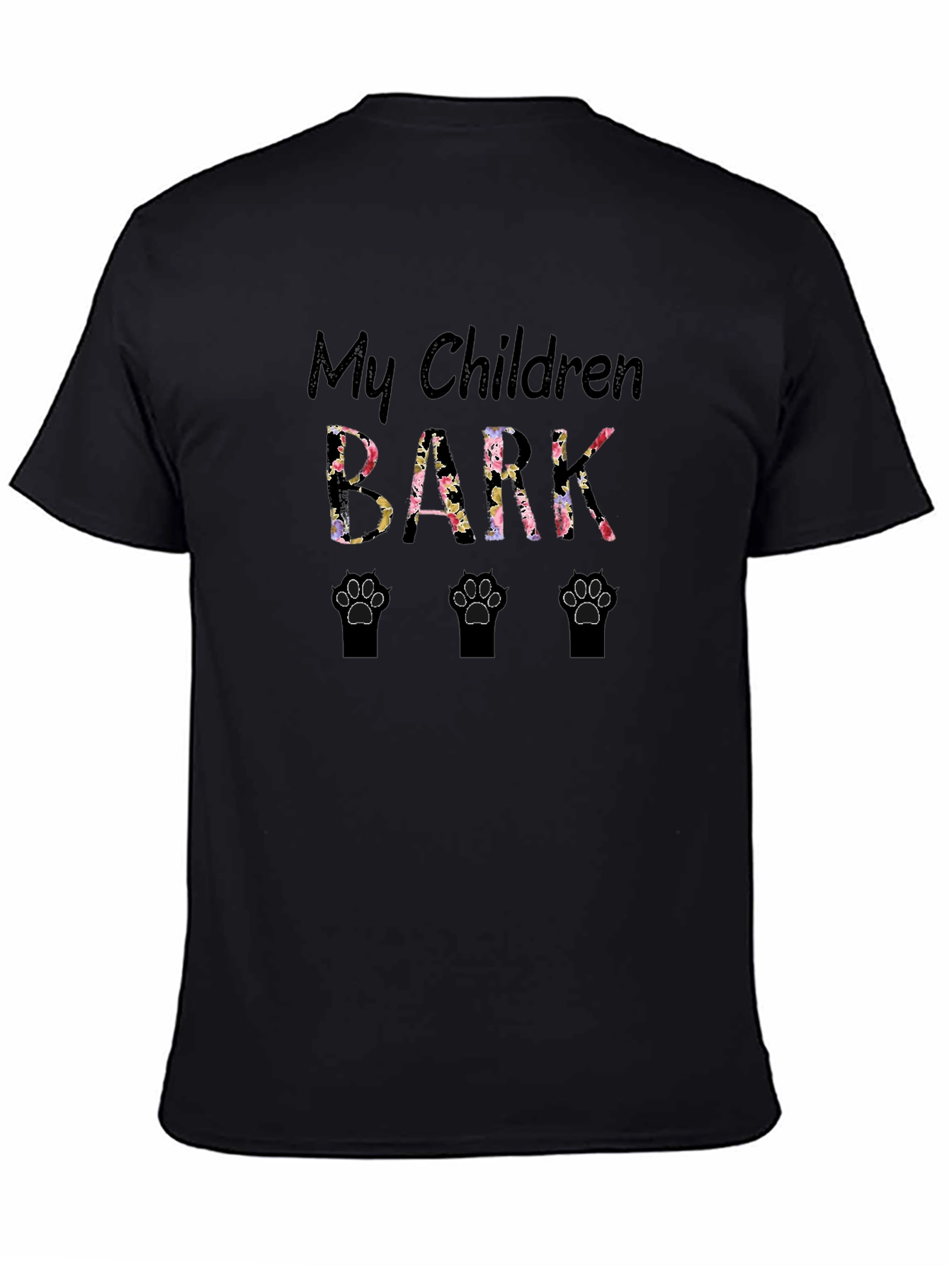 My Children Bark T-Shirt - Floral Paw Prints