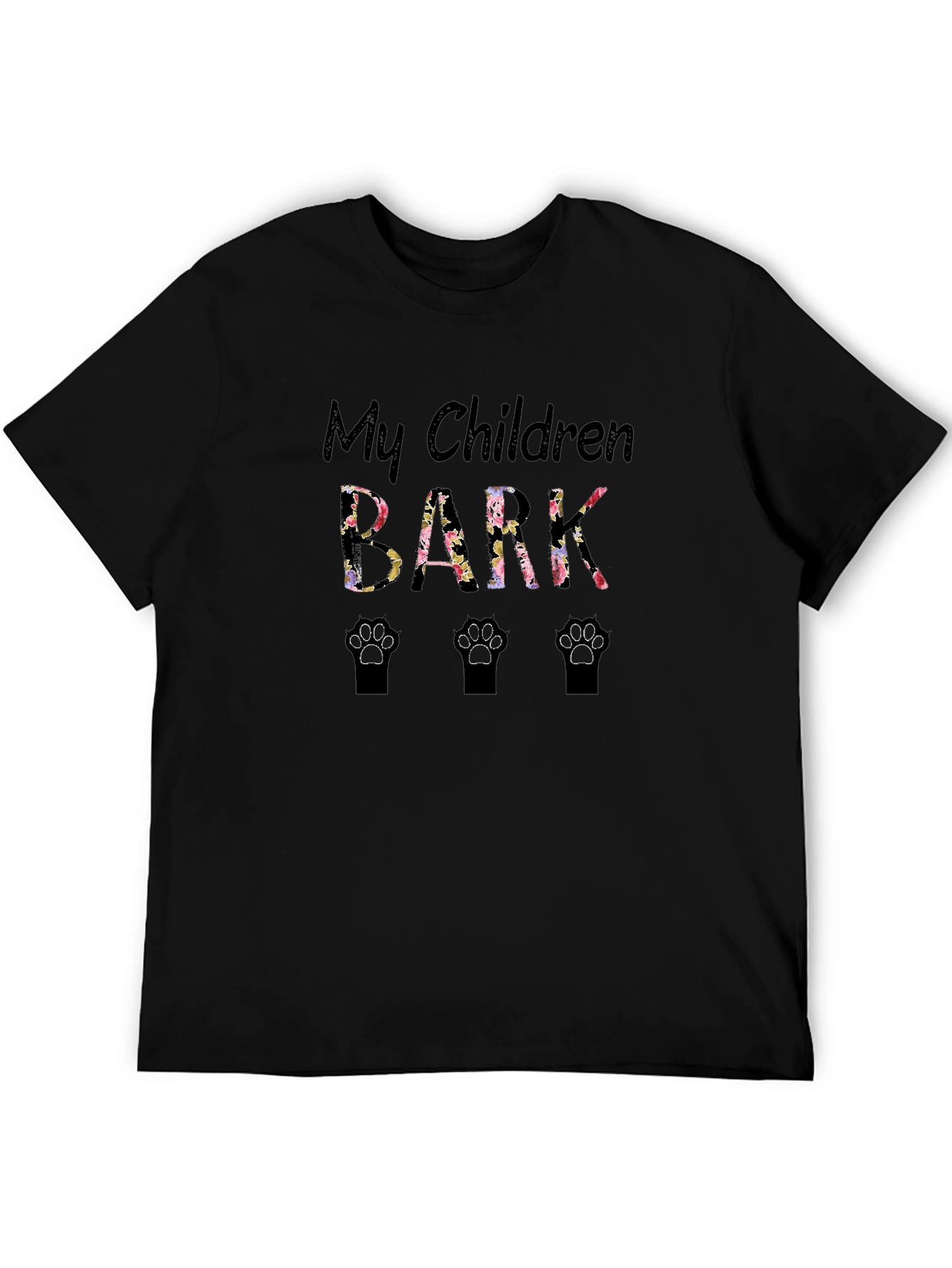 My Children Bark T-Shirt - Floral Paw Prints