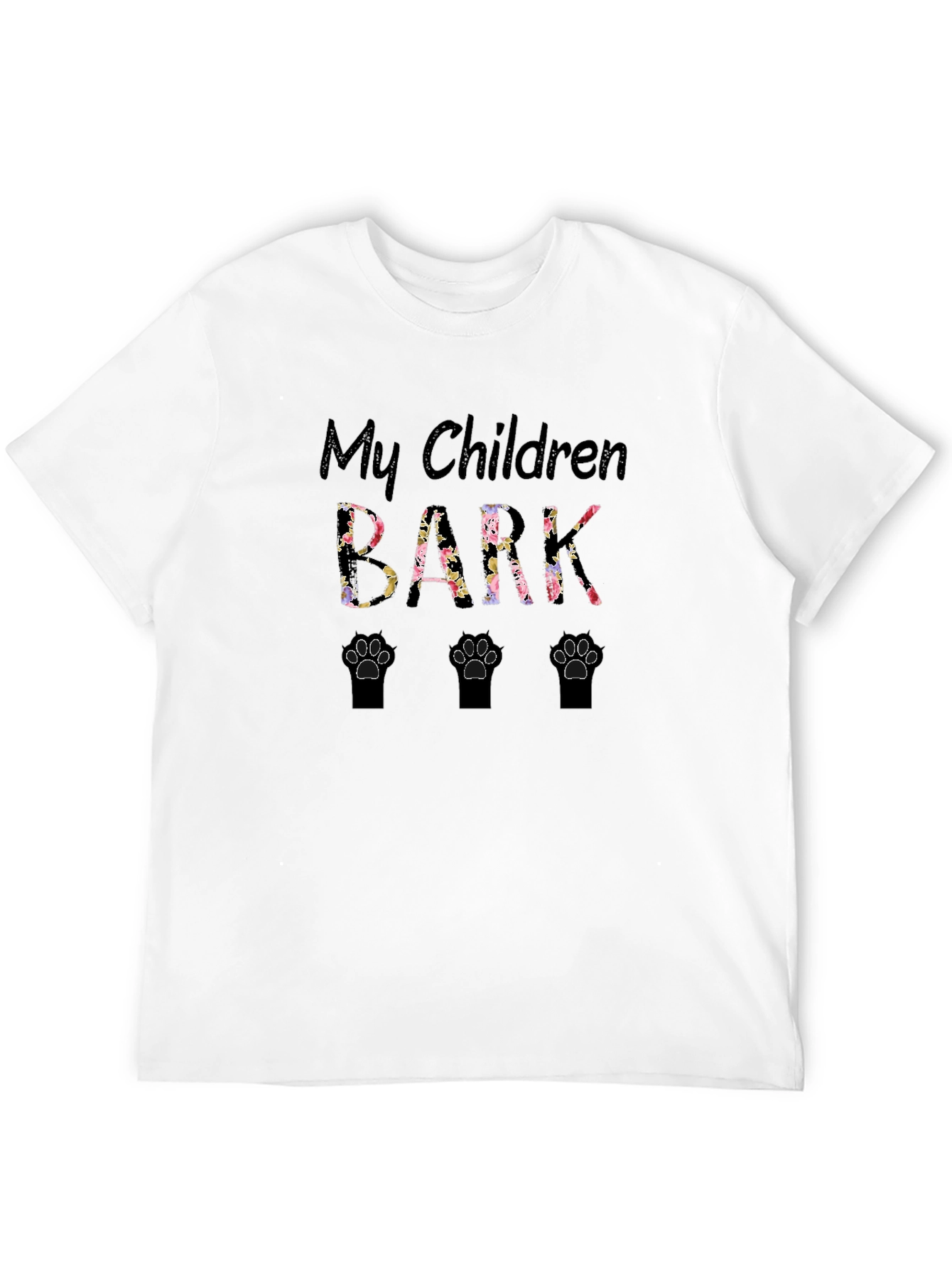 My Children Bark T-Shirt - Floral Paw Prints