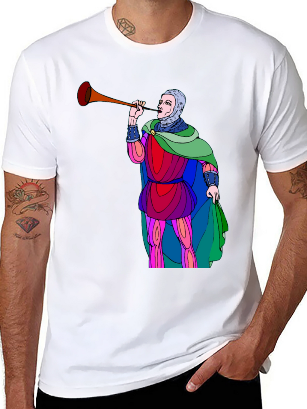 Medieval Trumpeter Graphic Tee - Unique Design
