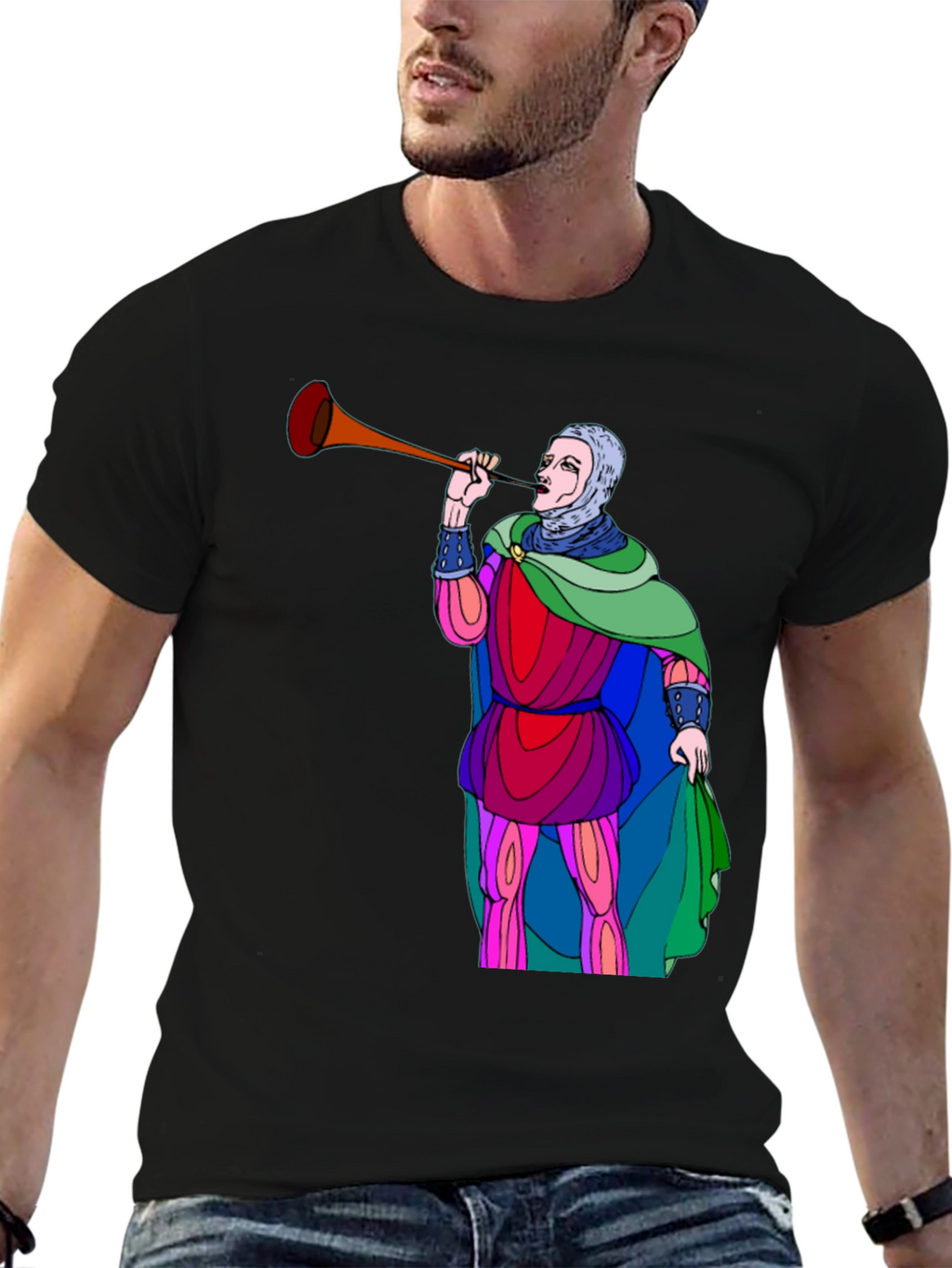 Medieval Trumpeter Graphic Tee - Unique Design