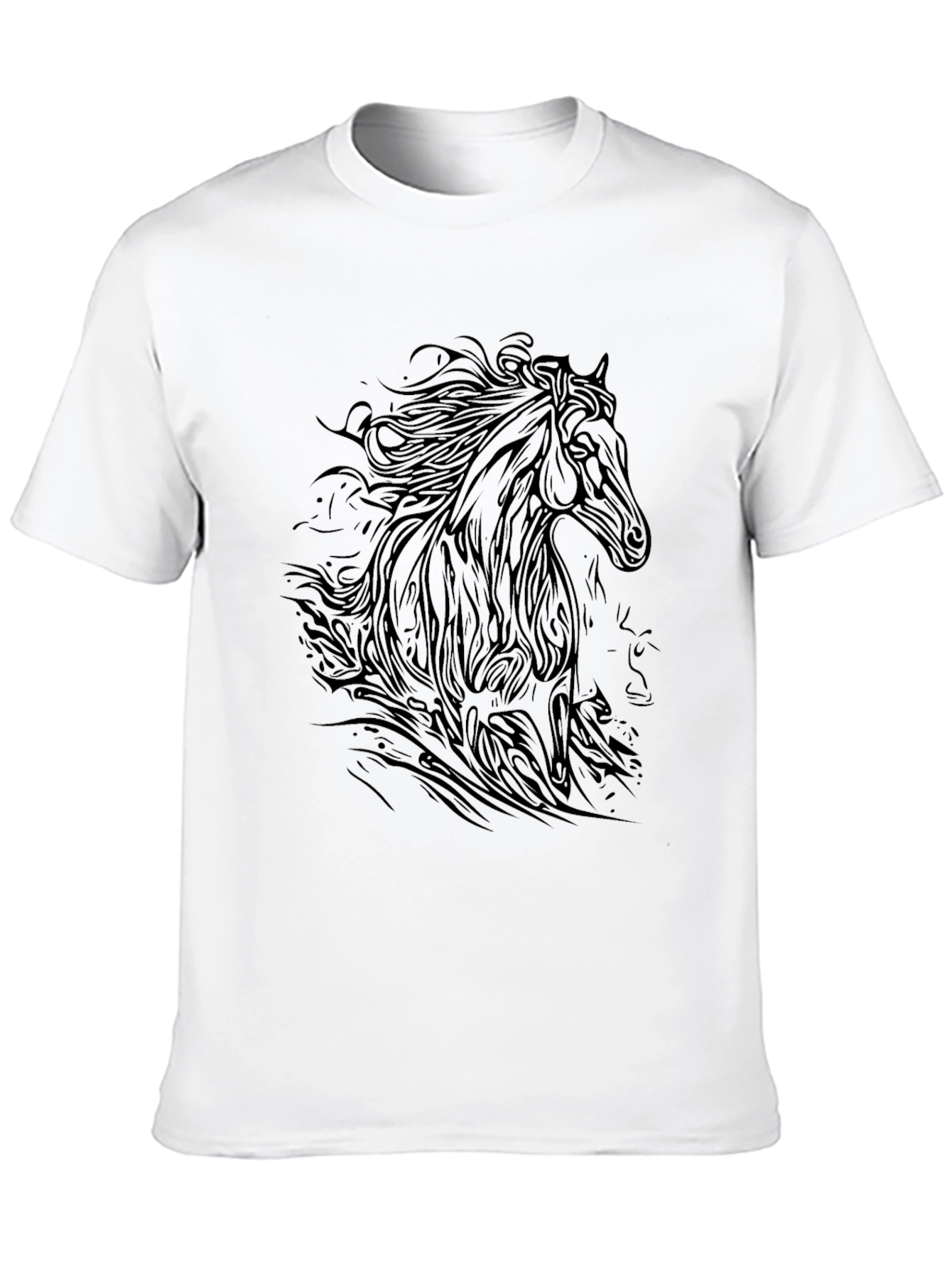 Black Horse Graphic Tee - Stylish Mens T-Shirt