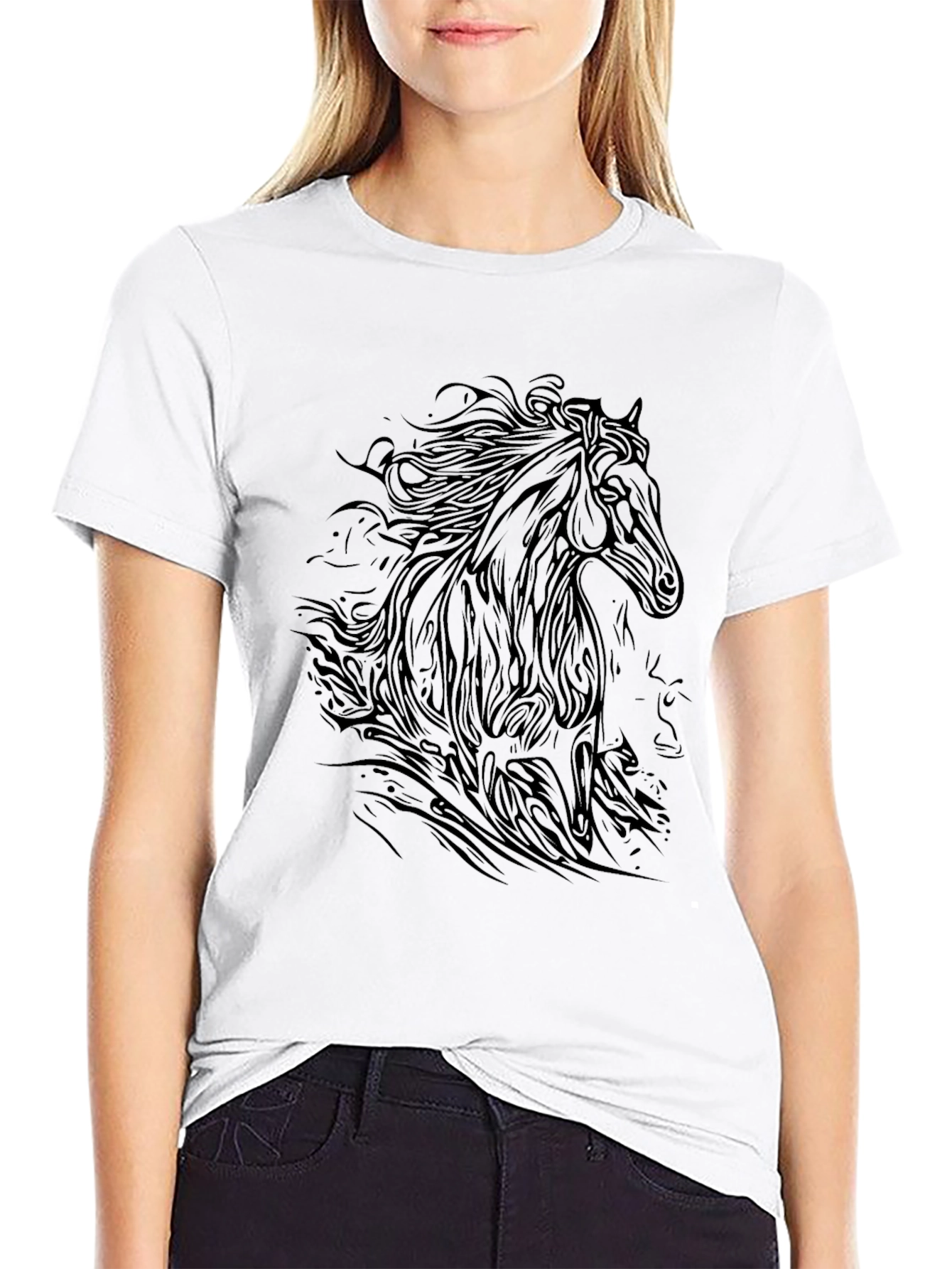 Black Horse Graphic Tee - Stylish Mens T-Shirt
