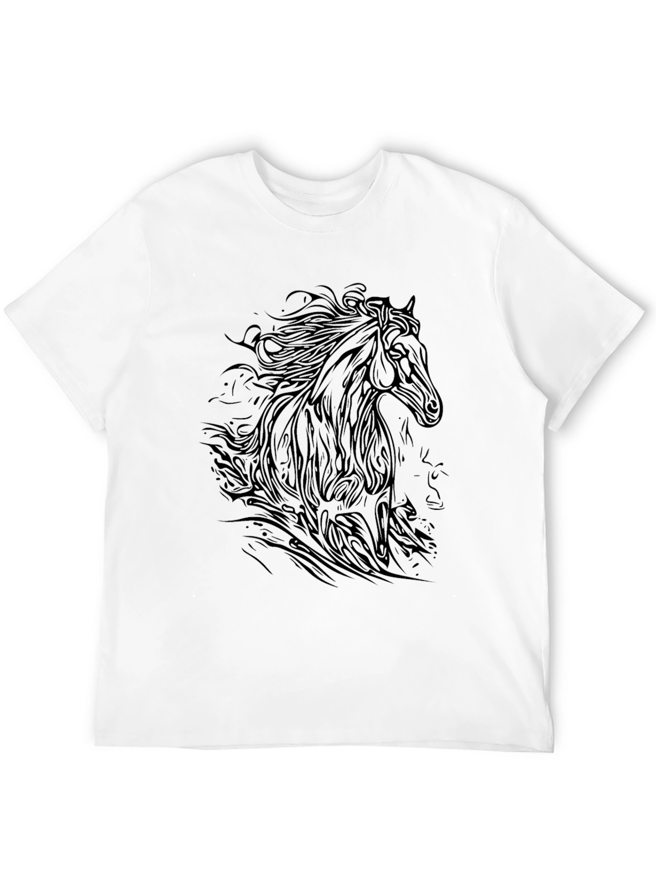 Black Horse Graphic Tee - Stylish Mens T-Shirt