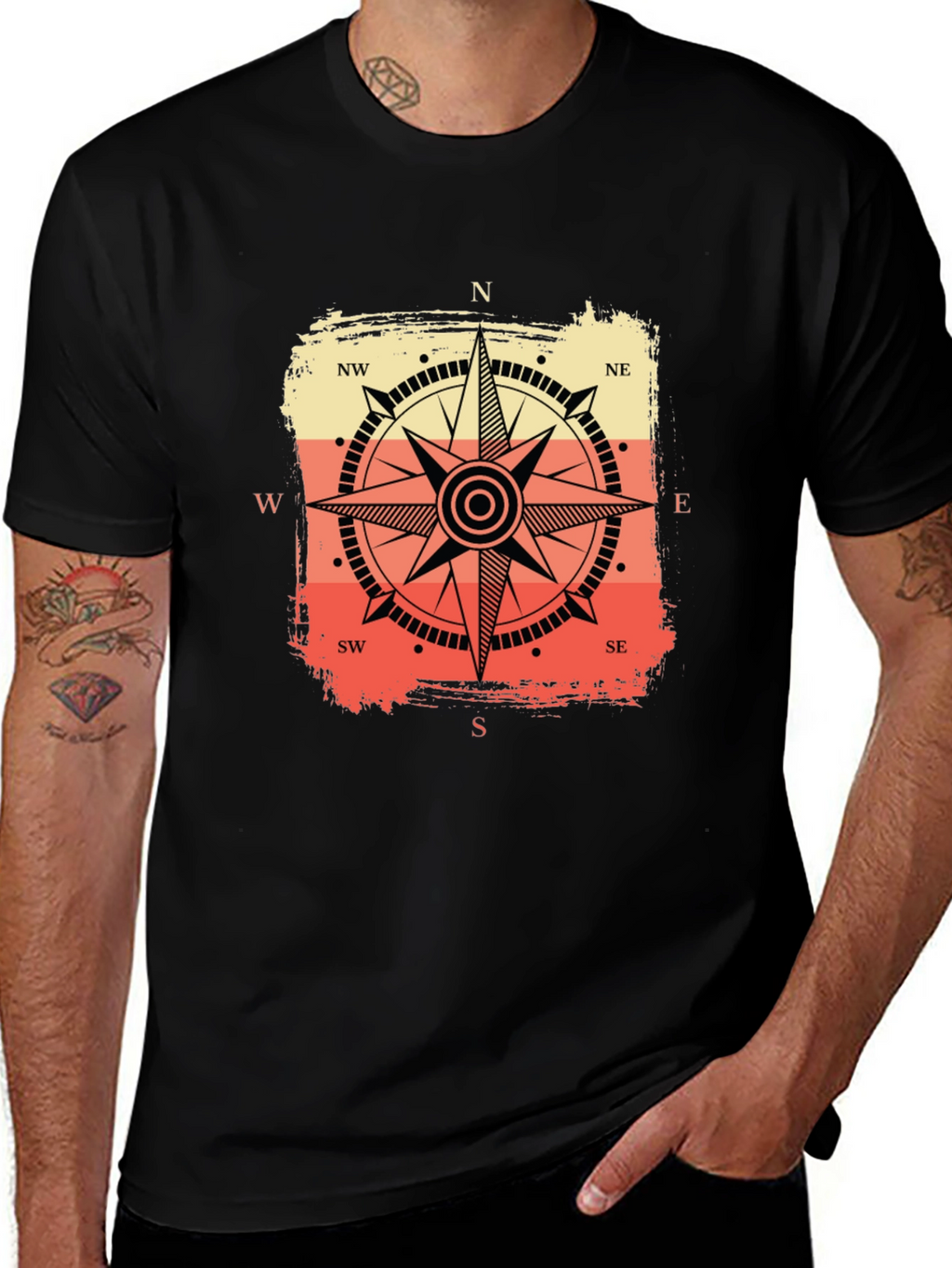 Compass Graphic Tee - Retro Nautical Style