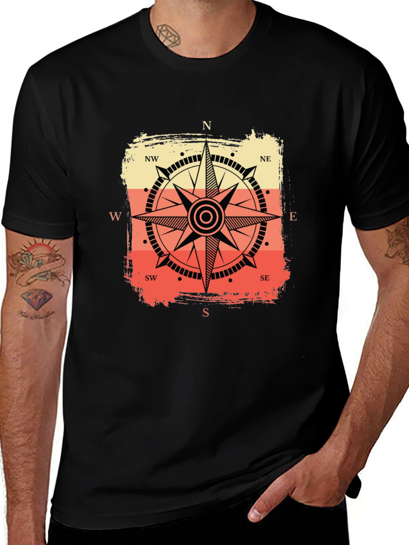 Compass Graphic Tee - Retro Nautical Style