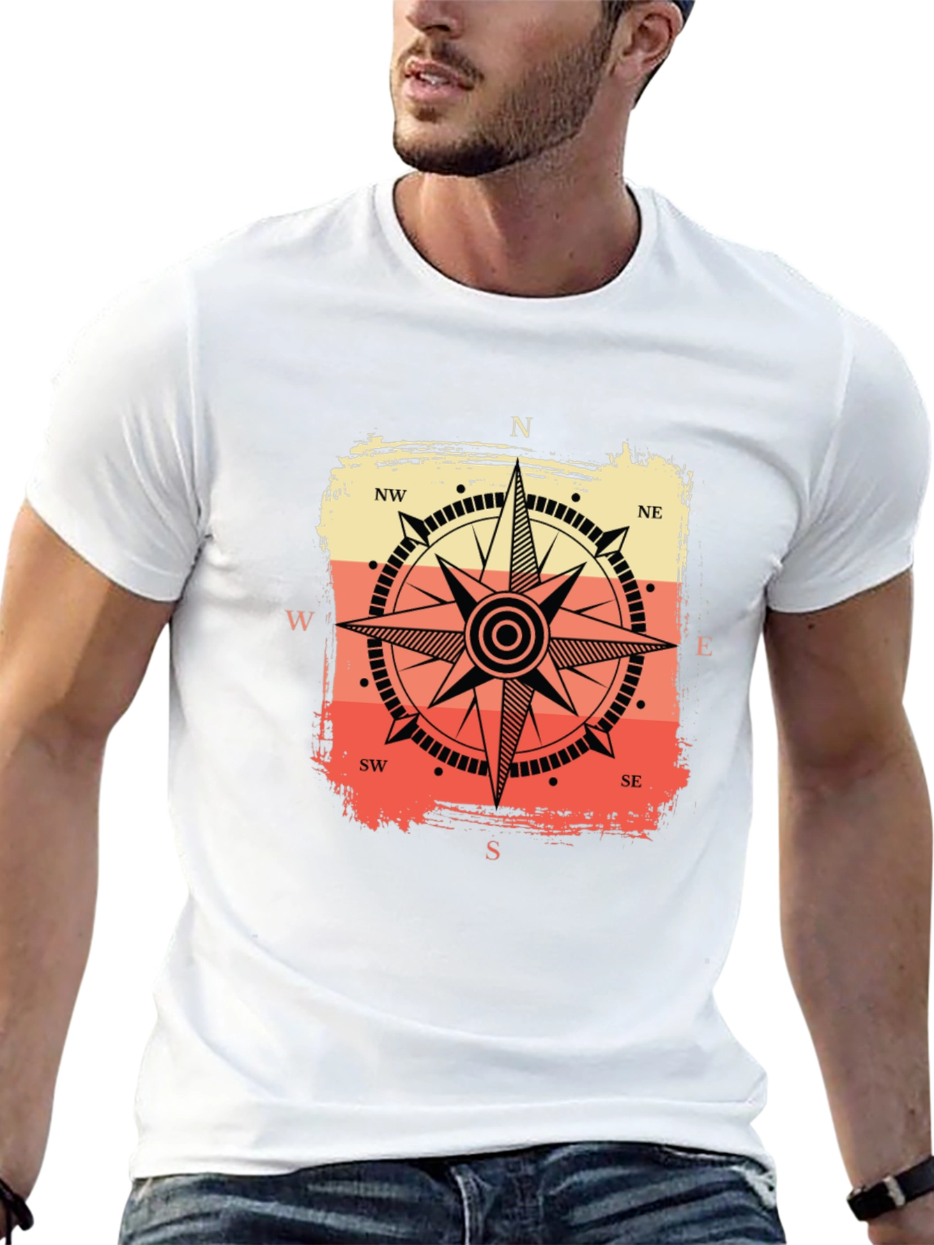 Compass Graphic Tee - Retro Nautical Style