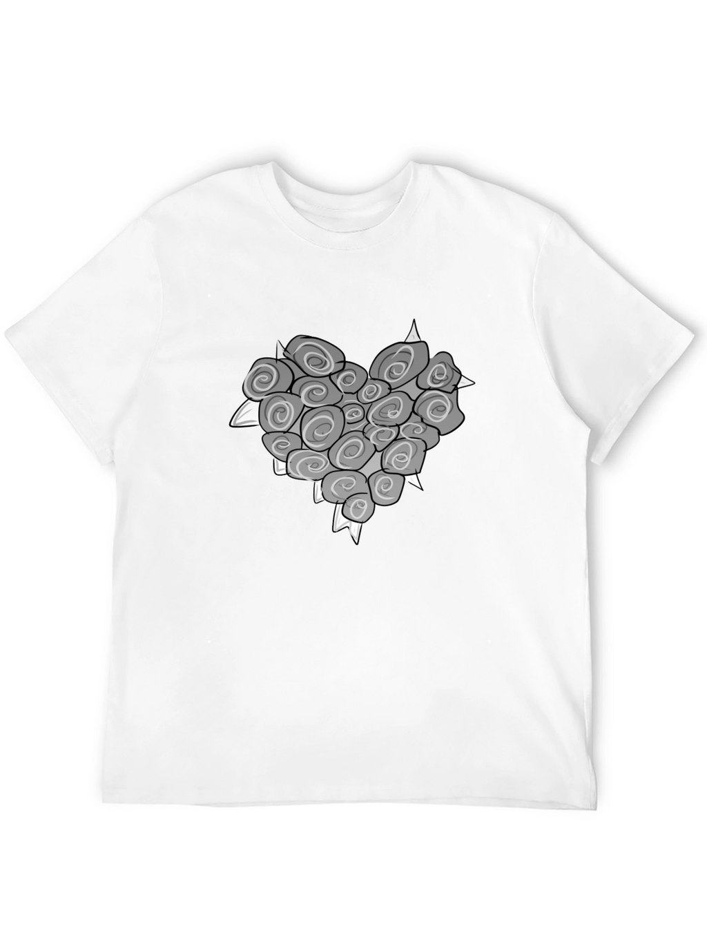 Heart of Roses Graphic T-Shirt - Stylish Black Tee