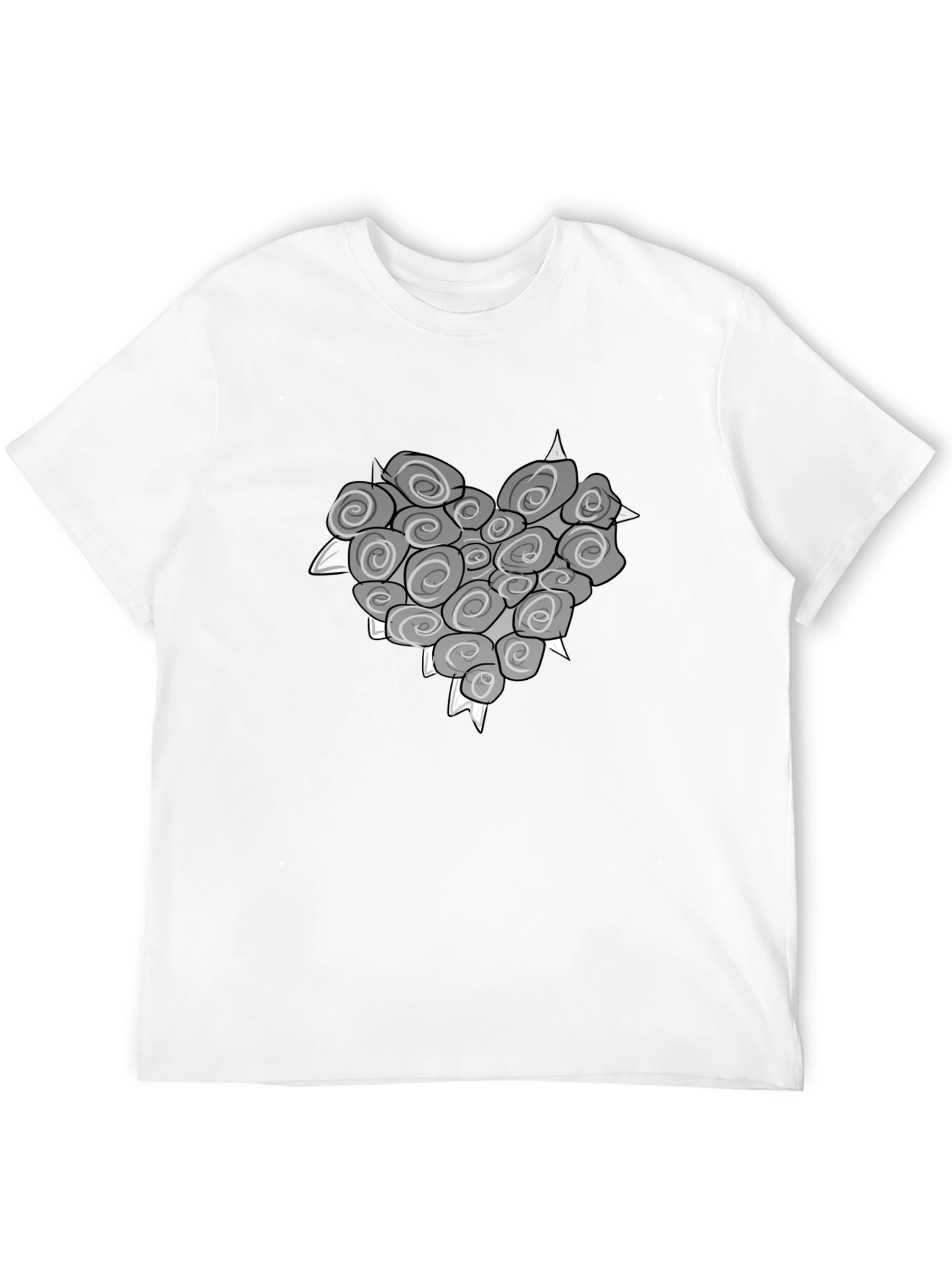 Heart of Roses Graphic T-Shirt - Stylish Black Tee