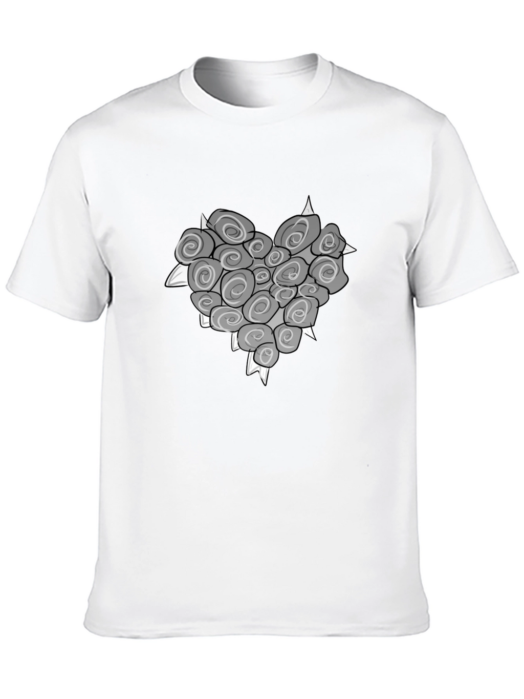 Heart of Roses Graphic T-Shirt - Stylish Black Tee