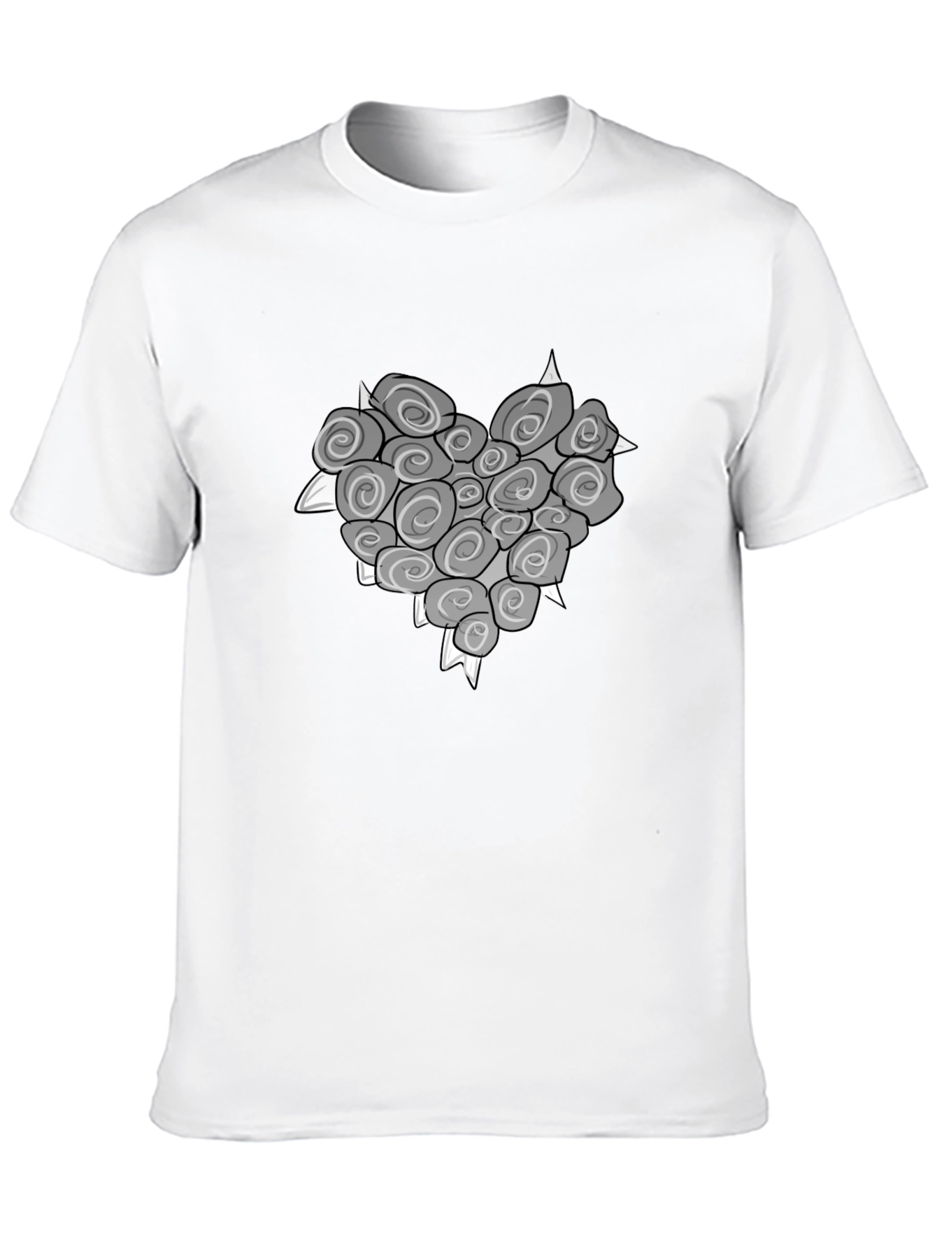 Heart of Roses Graphic T-Shirt - Stylish Black Tee