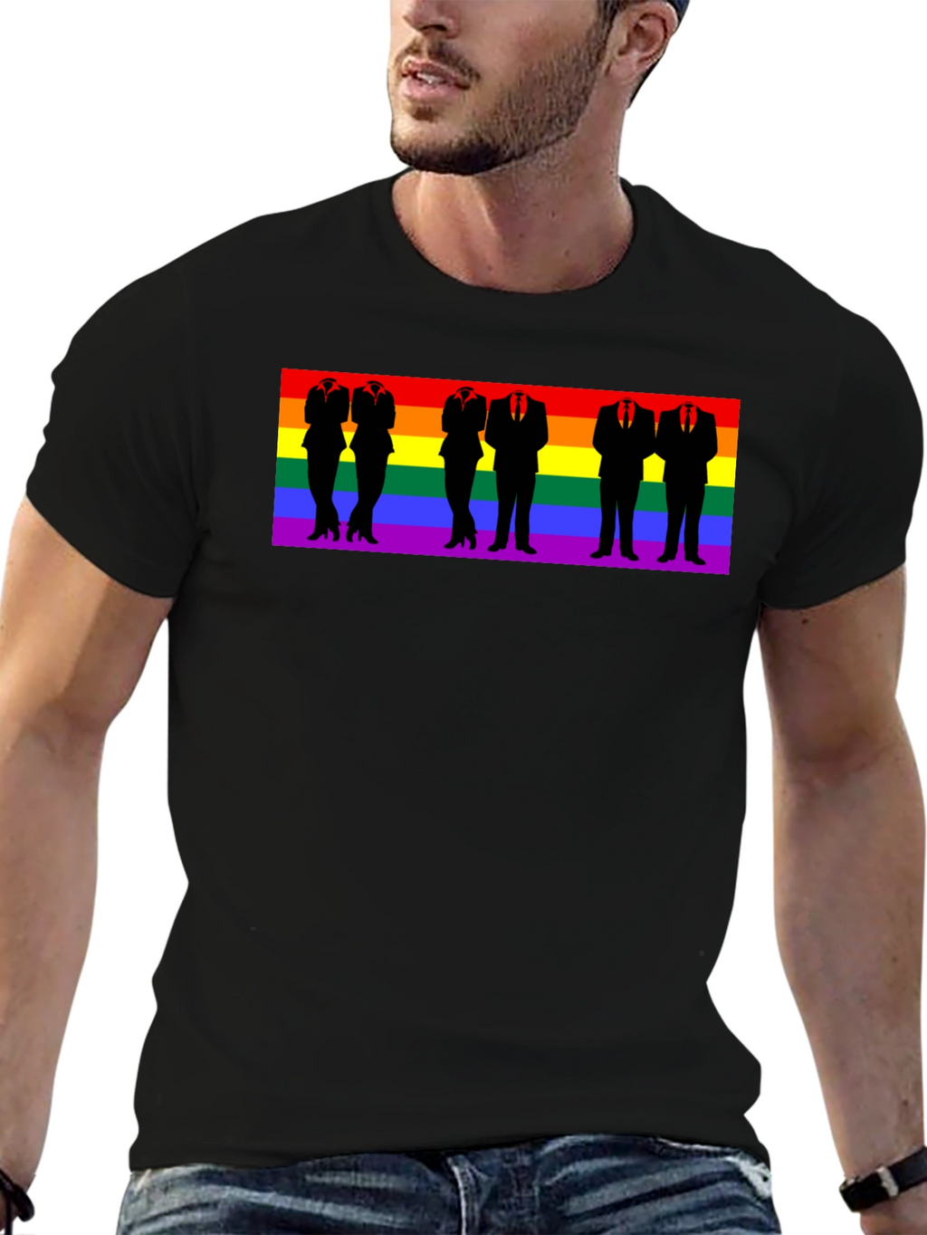 LGBTQ+ Pride Rainbow Silhouette T-Shirt