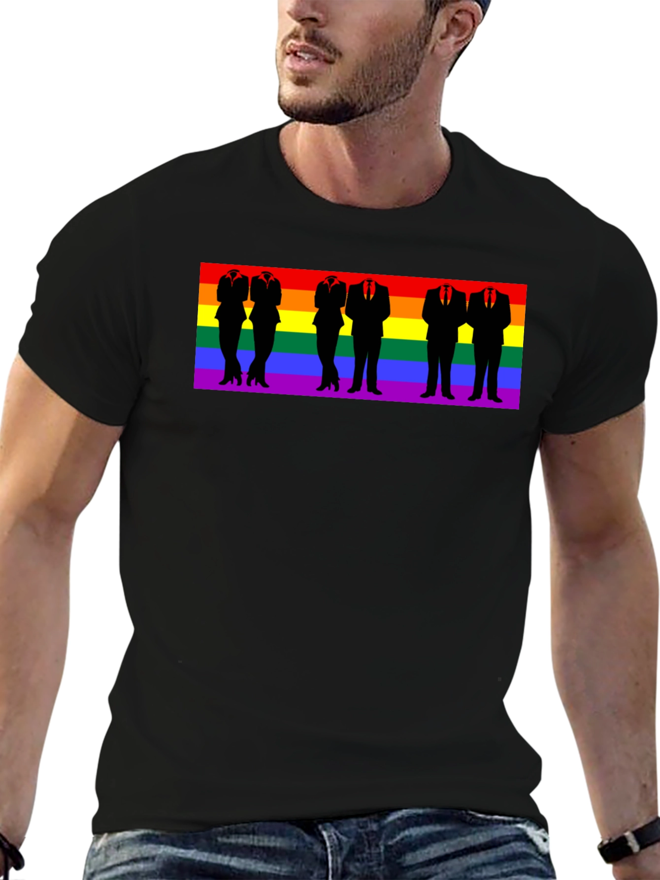 LGBTQ+ Pride Rainbow Silhouette T-Shirt