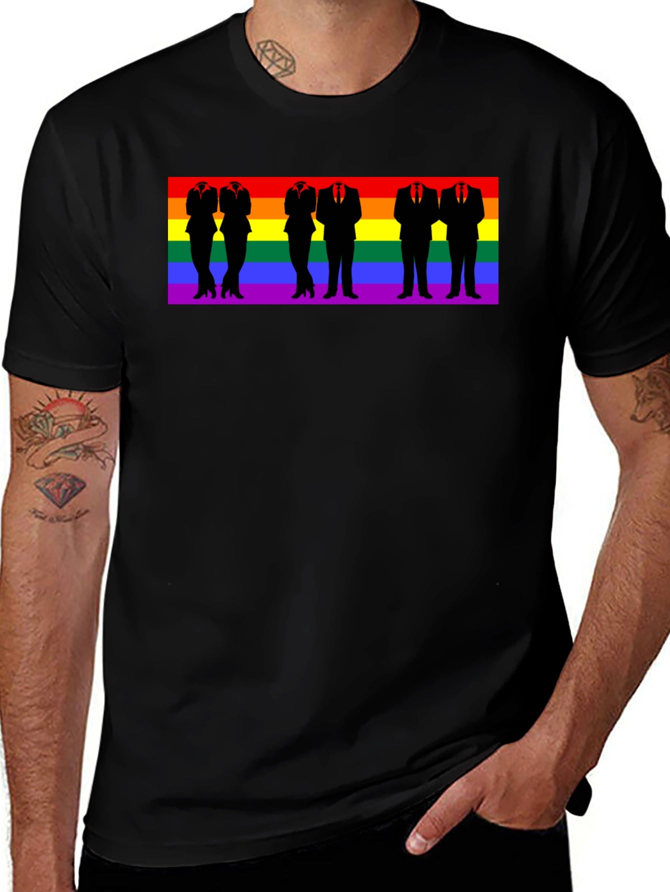 LGBTQ+ Pride Rainbow Silhouette T-Shirt
